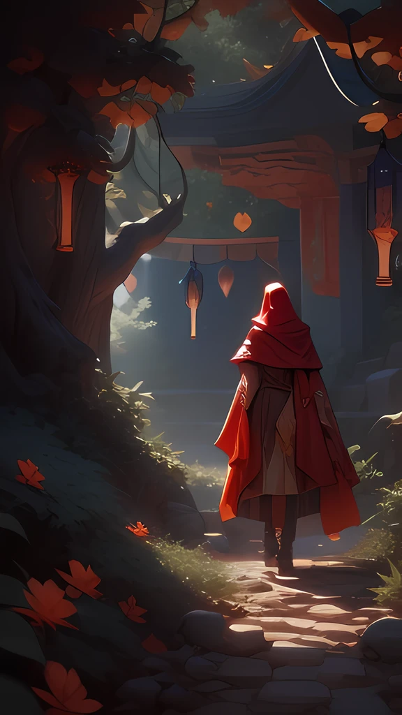 red riding hood, art nouveau , masterpiece, best quality, (extremely detailed CG unity 8k wallpaper), (best quality), (best illustration), (best shadow), absurdres, realistic lighting, (Abyss), beautiful detailed glow