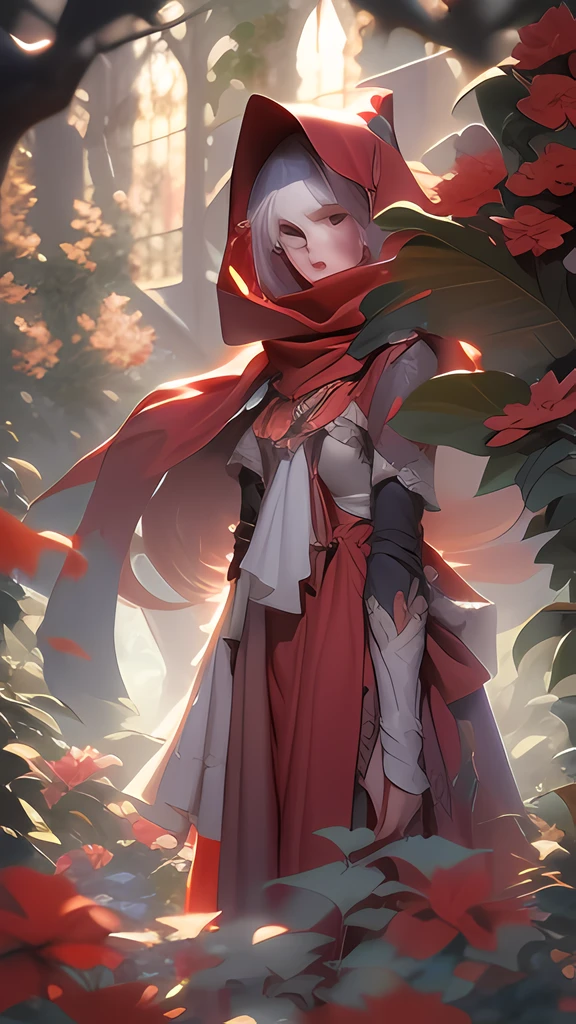 red riding hood, art nouveau , masterpiece, best quality, (extremely detailed CG unity 8k wallpaper), (best quality), (best illustration), (best shadow), absurdres, realistic lighting, (Abyss), beautiful detailed glow