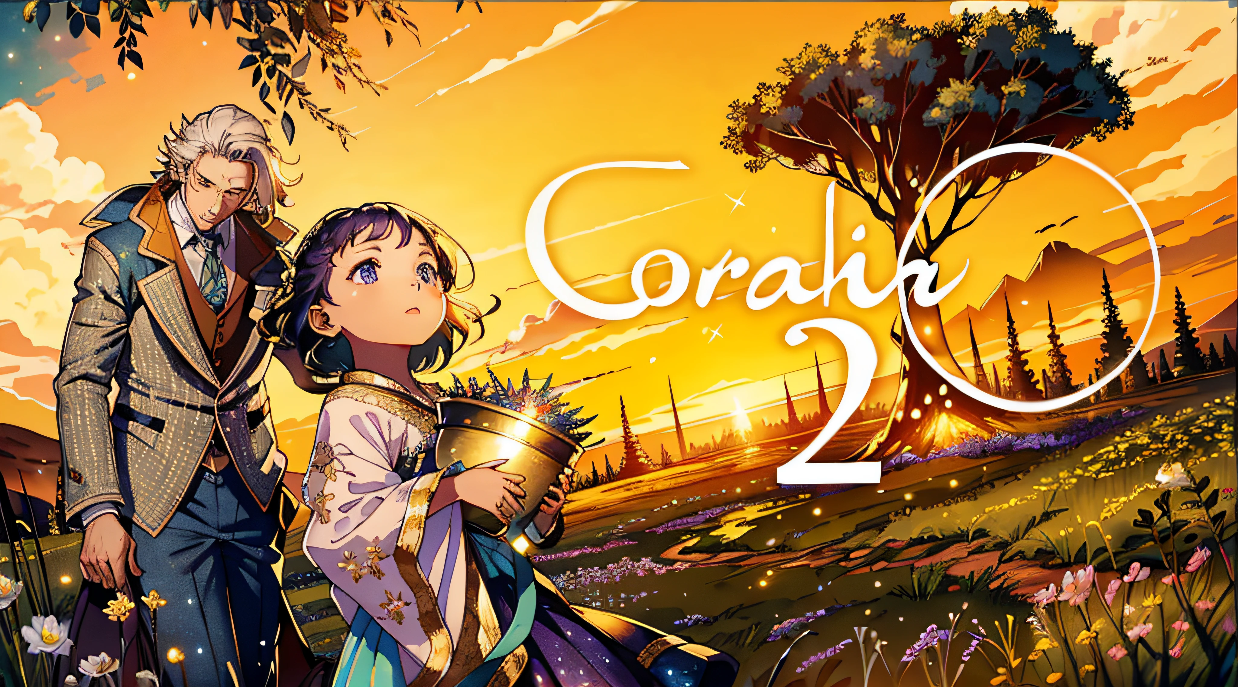Expansive landscape photograph, (view from below with a view of the sky and the wilderness below), little girl standing in a flower field looking up, (full moon: 1.2), (shooting star: 0.9), (nebula: 1.3), distant mountain, tree break production art, (warm light source: 1.2), (firefly: 1.2), lamp, purple and orange, intricate detail, volume lighting BREAK (masterpiece: 1.2), (highest quality ), 4k, ultra-detailed, (dynamic configuration: 1.4), highly detailed and colorful details (iridescent: 1.2), (sparkling lighting, atmospheric lighting), dreamy, magical, (solo: 1.2)