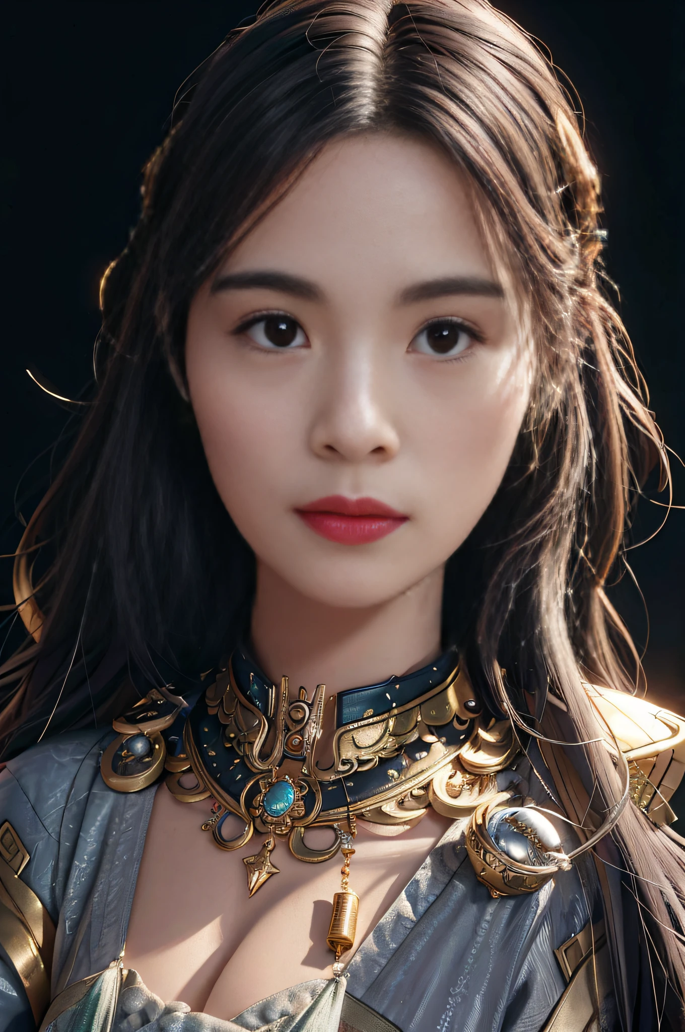 a close up of a woman with a necklace and a necklace, chengwei pan on artstation, Rendu portrait 8k, Fanart Meilleure ArtStation, 8K high quality detailed art, 4k highly detailed digital art, detailed face of a asian girl, Art germ ; 3d unreal engine, Stunning character art, Guviz-style artwork