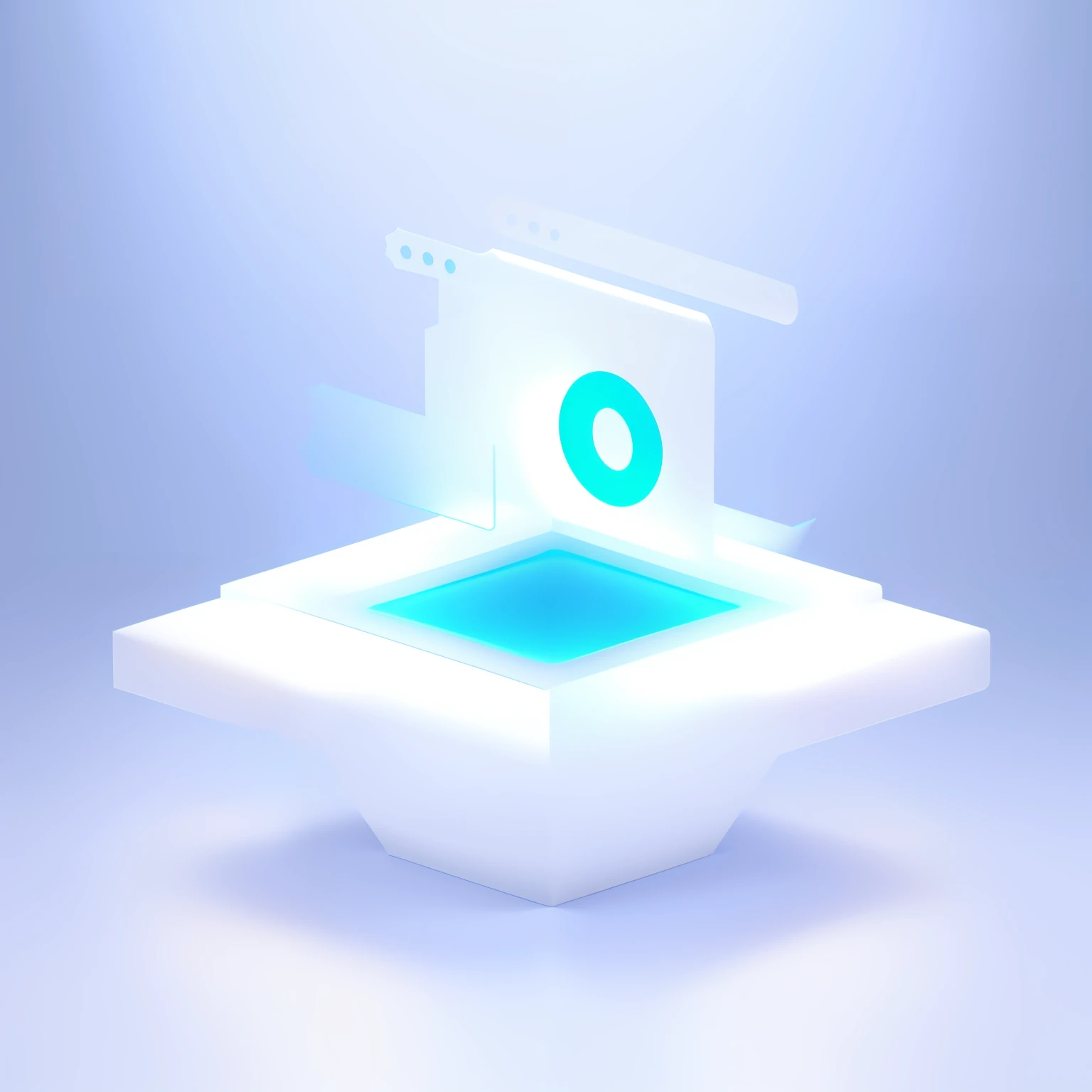 pictogram, White and blue frosted glass texture, There is a shield on the white base, isometry, 3D, ccurate, high quality, best quality