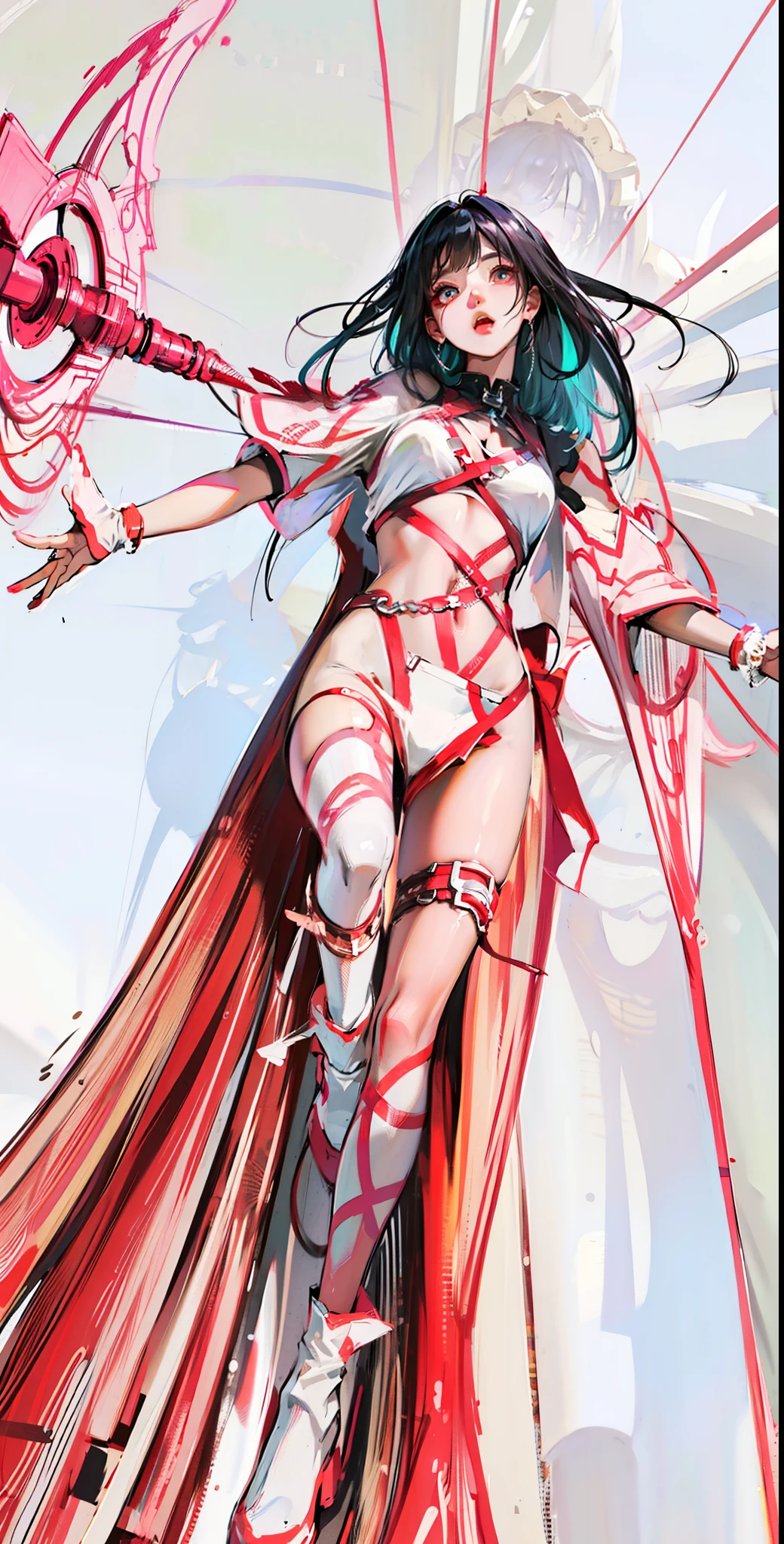 (Colorful hair,eyes glowing)((best qualtiy)), ((tmasterpiece)), (the detail:1.4), 3D, A beautiful cyberpunk female image,hdr(HighDynamicRange),Ray traching,NVIDIA RTX,Hyper-Resolution,Unreal 5,Subsurface scattering、PBR Texture、post-proces、Anisotropy Filtering、depth of fields、maximum definition and sharpness、Many-Layer Textures、Albedo e mapas Speculares、Surface coloring、Accurate simulation of light-material interactions、perfectly proportions、rendering by octane、Two-colored light、largeaperture、Low ISO、White balance、the rule of thirds、8K raw data、