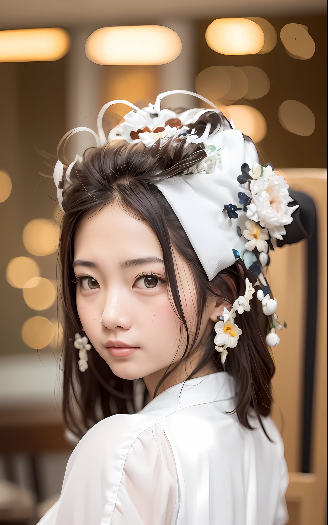 Close-up of a man in a hat and a white shirt, ulzzangs, young cute wan asian face, girl cute-fine face, wan adorable korean face, young lovely Korean faces, She has a cute face, with cute - fine - face, 19-year-old girl, pale round face, round nose, xintong chen