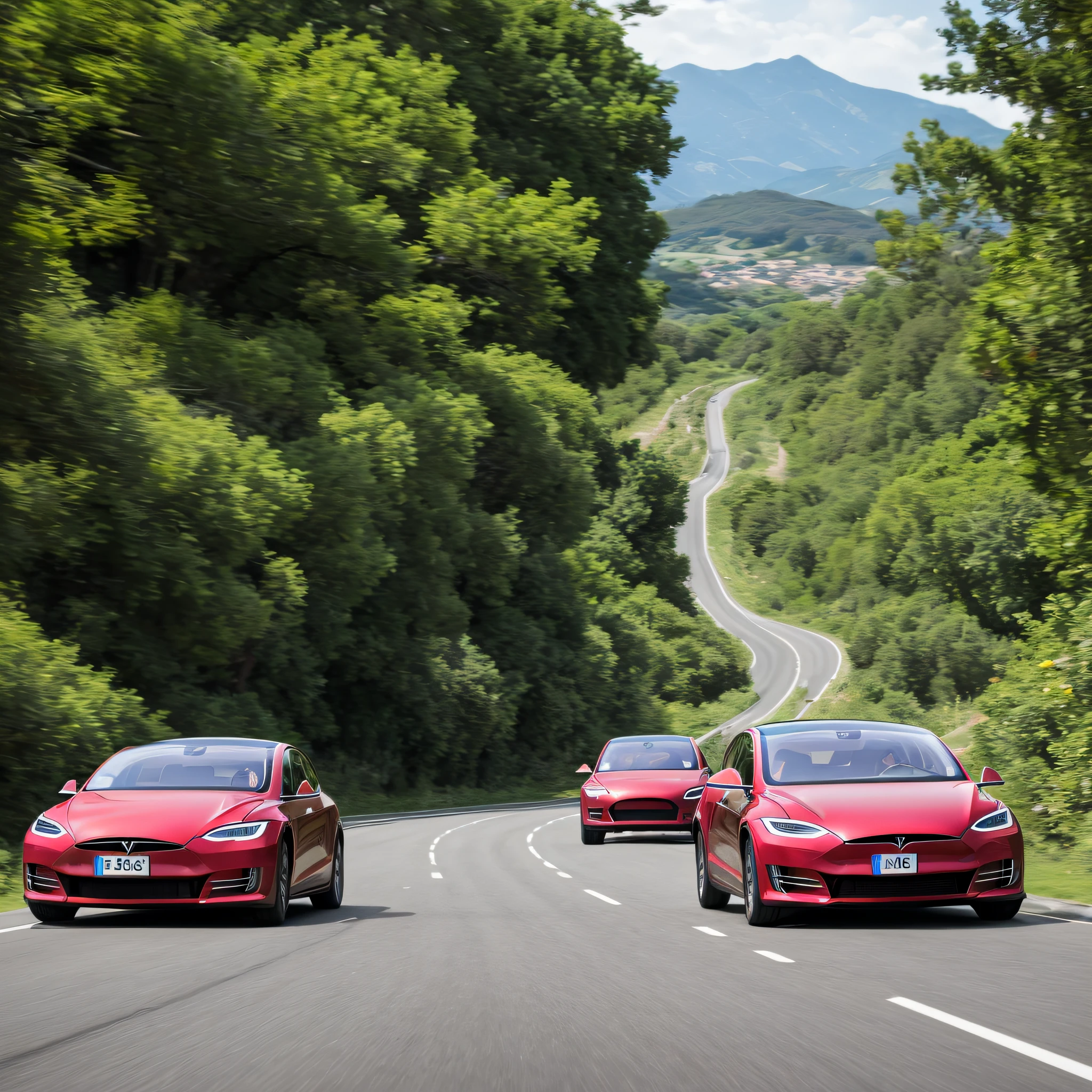 （RAW photos：1.2），（realisticlying：1.4），（tmasterpiece：1.3），（best qualtiy：1.4），超高分辨率，8K分辨率，tesla car，Cool，The lens is full of sense，（Road run），（Motion blurred）Powerful dynamic impact --auto