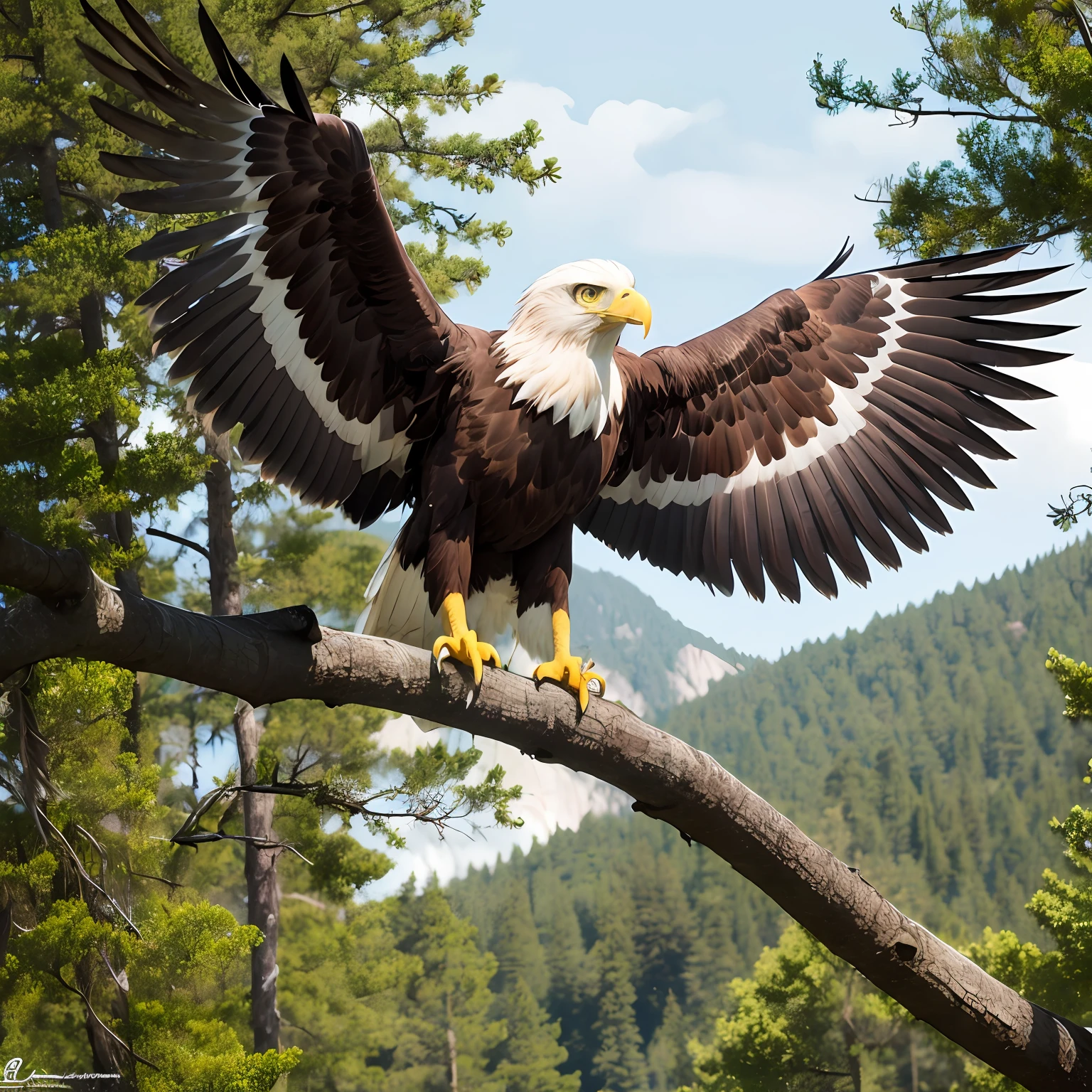 epic realistic photography, ( (eagle) surrounded by nature --auto