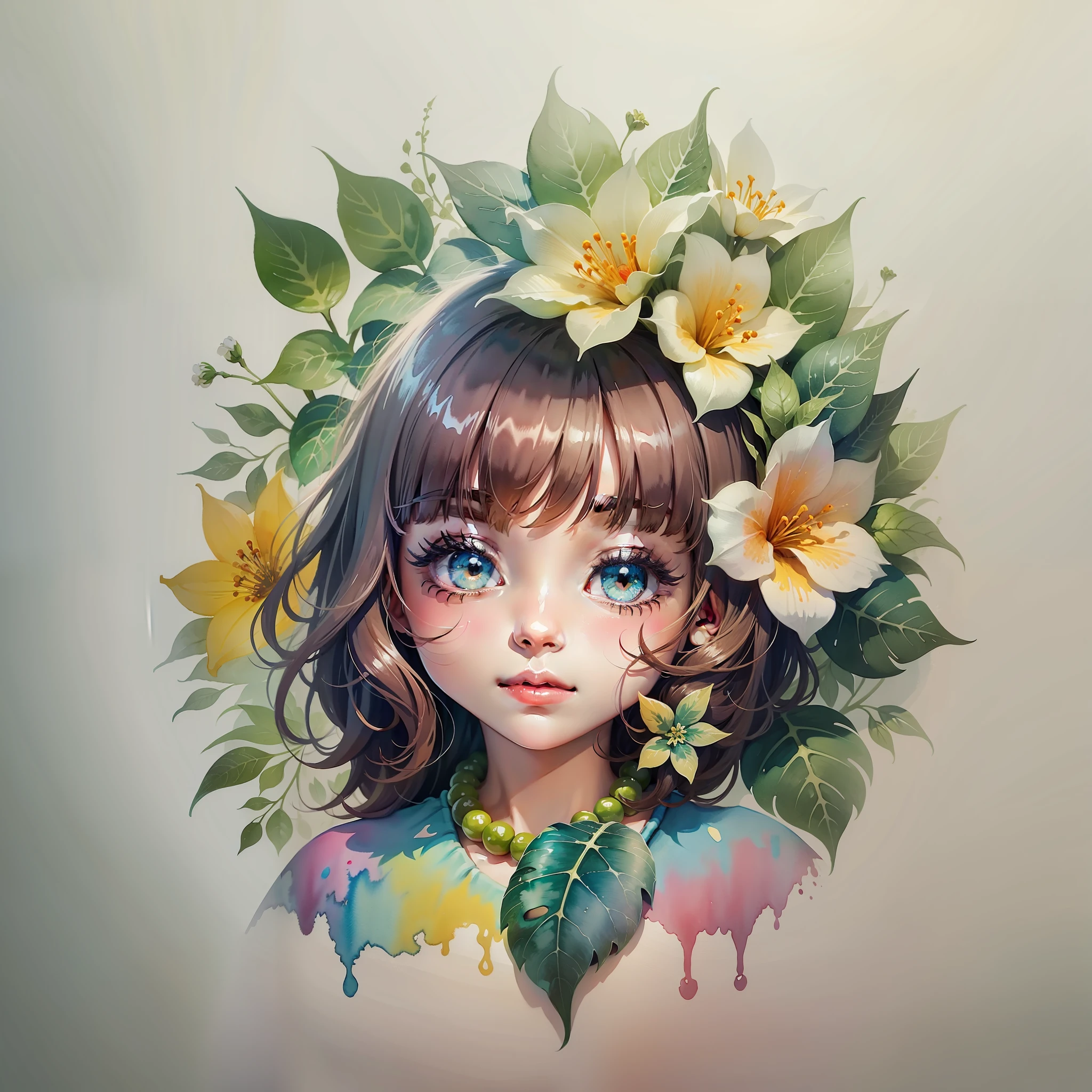 Watercolor, hand drawn cute lei design, vector on white background