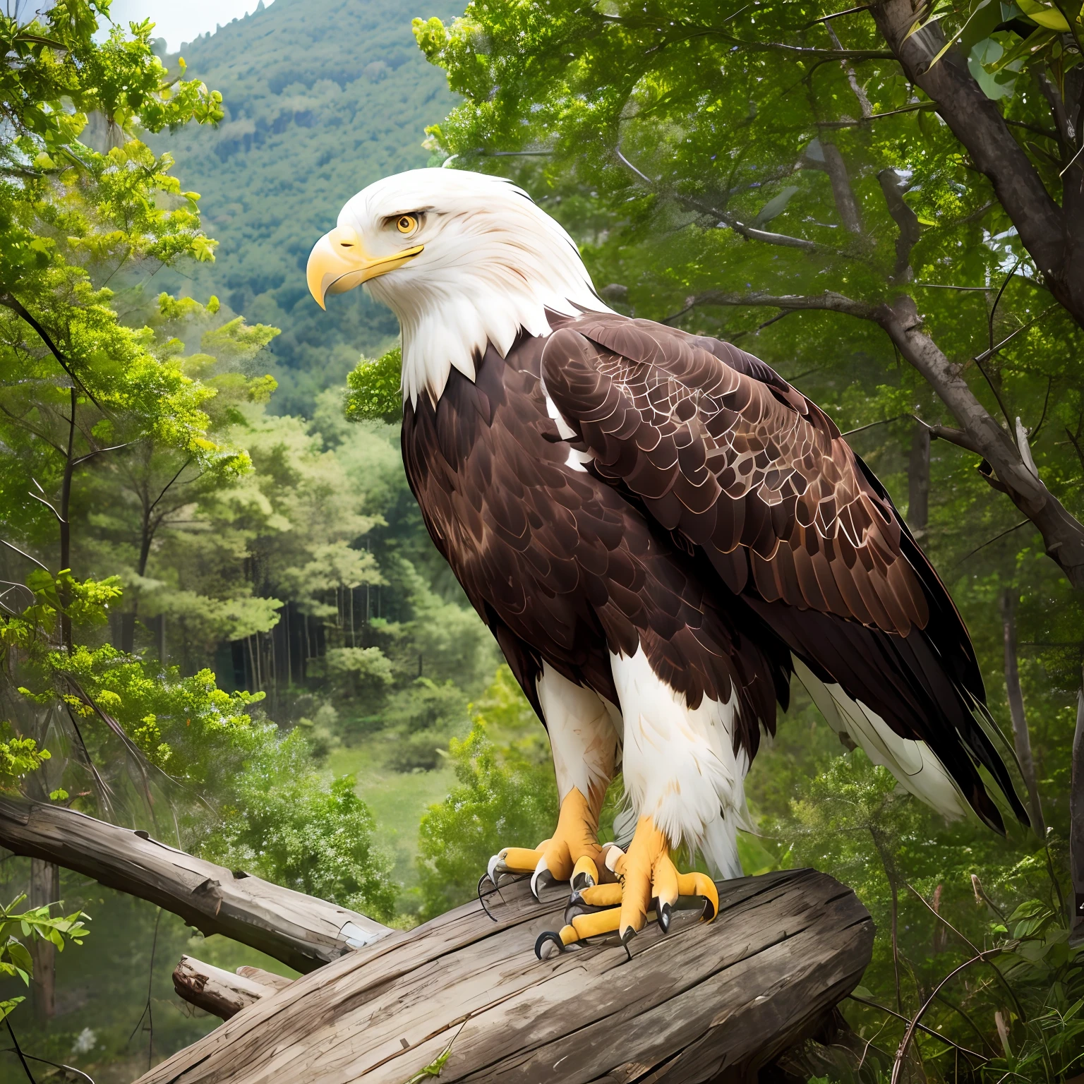 epic realistic photography, ( (eagle) surrounded by nature --auto
