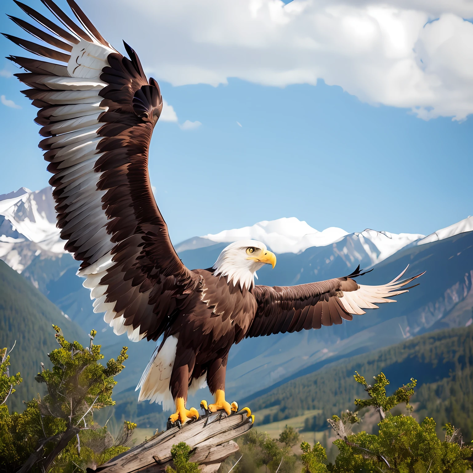 epic realistic photography, ( (eagle) surrounded by nature --auto