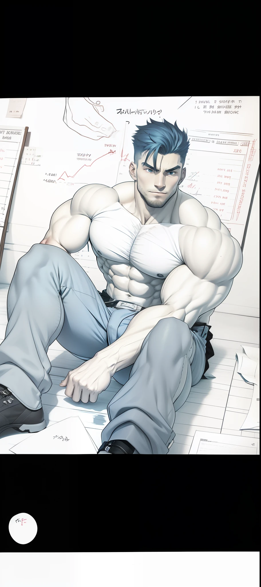 Panty big bag, Cool body, Good figure, Muscular, Masculine charm, Display the chart, Color, Lust, Blushing, Shyness