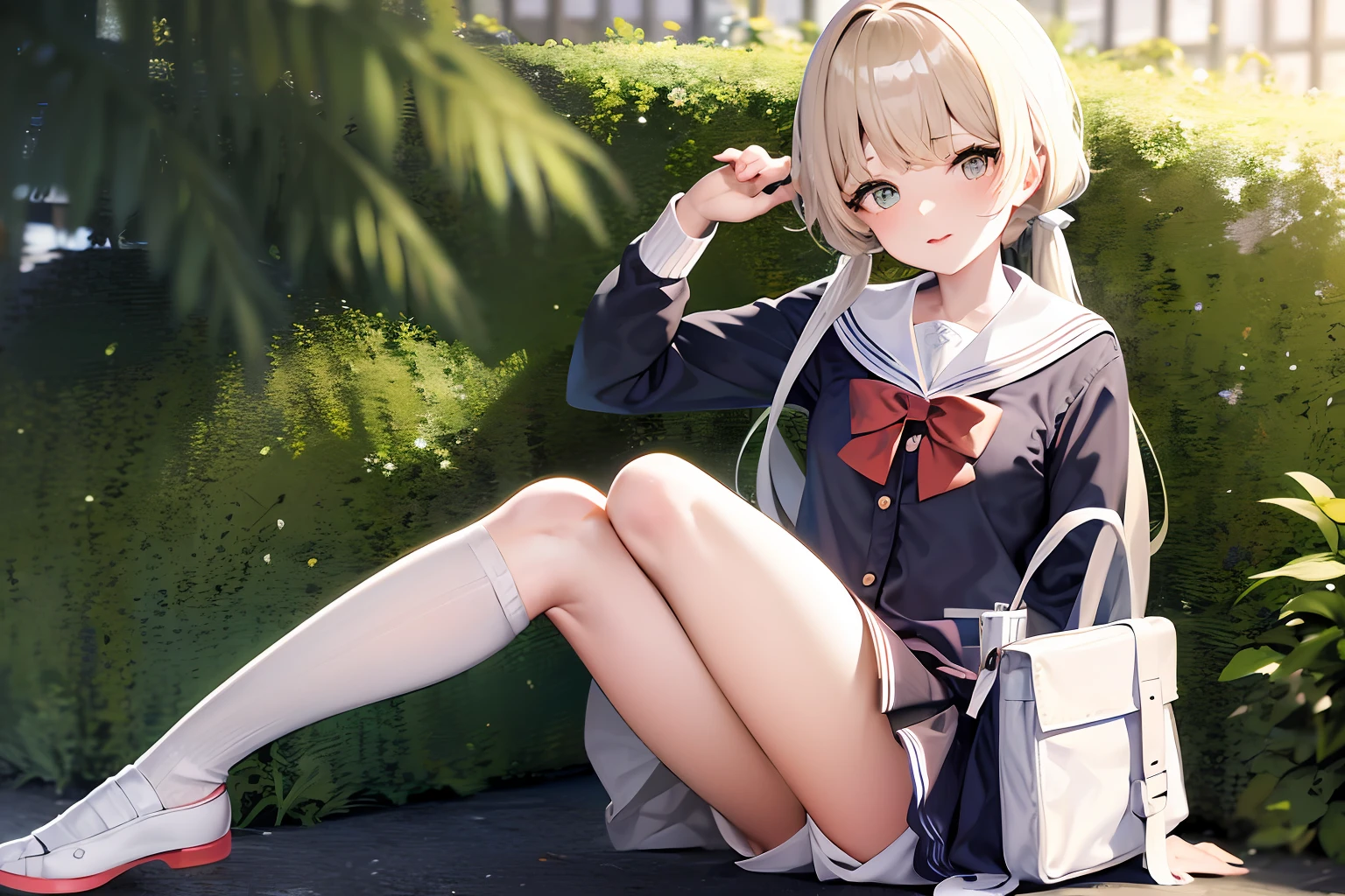 School girl white knee socks