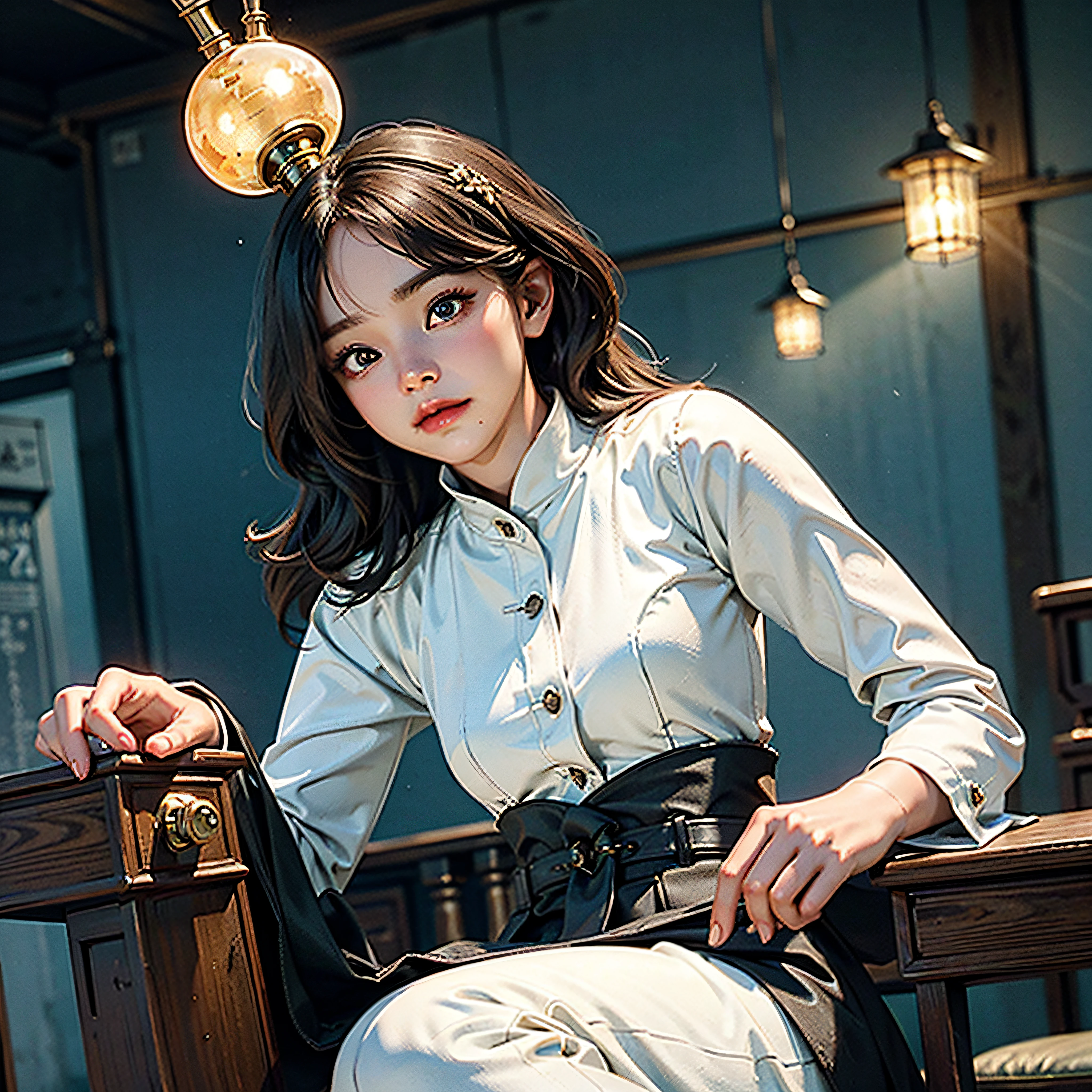 Cinema lenses，period costume，（HighestQuali：1.3），（sharp fokus：1.4），I still feel like a pipa is half-covered，（Premium lighting：1.4） --auto