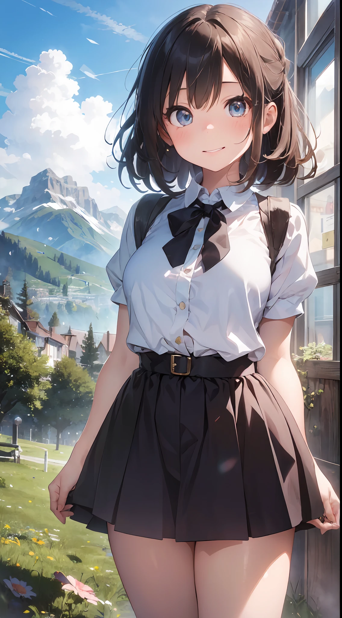 ((6year old girl:1.5)), Girl in 1, boobs loli, Petite girl, Complete anatomy, Whole body, child's body, child, Super Cute, garl, Little girl, Beautiful Girl, beautiful shining body, Bangs,Brown hair,high eyes,(aquamarine eyess), drooping eyes, Petite,tall eyes, beautiful girl with fine details, beautiful and delicate eyes, Detailed face, Beautiful eyes, beautiful shining body, a smile, Happiness,
Whole body angle, alps, Shepherd's daughter, Mountain Girl, plein air, alpine meadow,
Natural light,((Realism: 1.2)), dynamic far view shot,Cinematic lighting, Perfect composition, by sumic.busty petite, ultra hyper-detailed, Official art, Maste Piece, (Best Quality:1.3), glint, the Extremely Detailed CG Unity 8K Wallpapers, Detailed background, Maste Piece, Best Quality, (Maste Piece), (Best Quality:1.4), (ultra-high-resolution:1.2), (hiper realistic:1.4), (Photorealistic:1.2), Best Quality, High quality, A high resolution, Detail enhancement,