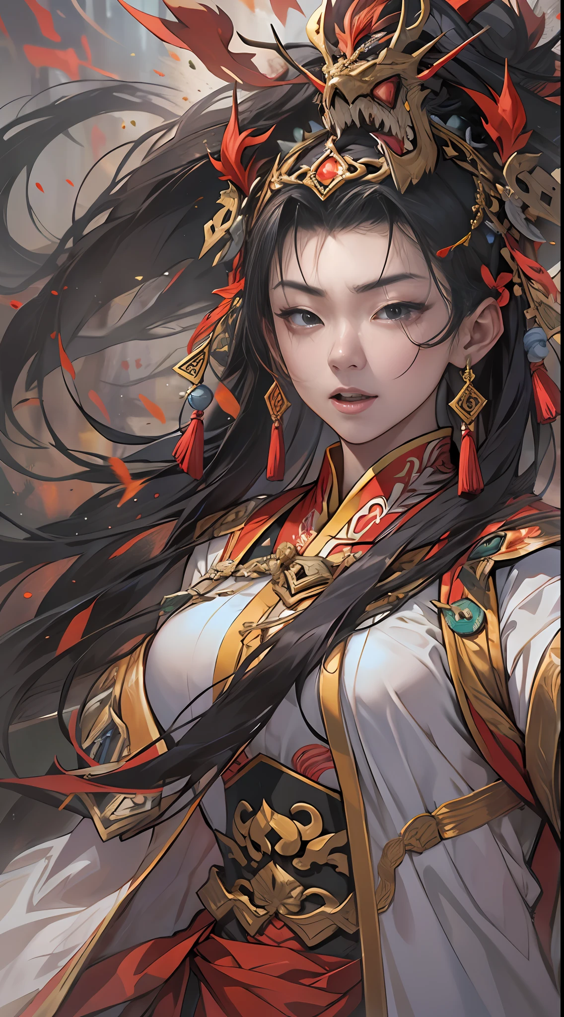 Yuan Jie and others are helpless against Li Gu's terrifying power, and in the end, the Ling Shan Group achieves victory, however, a representative of the Divine Beast Alliance steps forward, requesting mercy for Yuan Jie and others, and promising not to retaliate against the Ling Shan Group, a hint of pleading and concern in their expression, , 32k, best quality, masterpiece, super detail, high details,