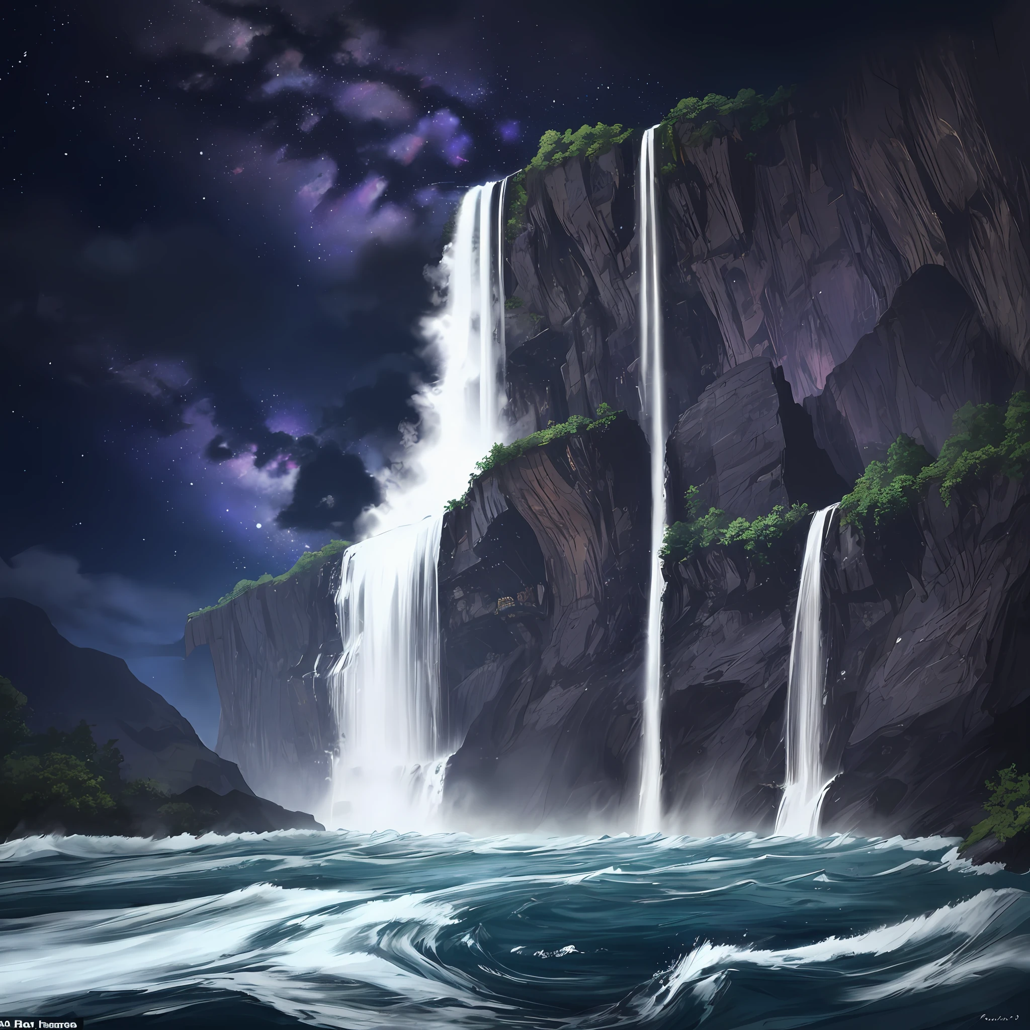 The incense burner in the sunshine produces purple smoke, and you can see the waterfall hanging from the front river. The flying stream fell 3,000 feet, and it was suspected that the Milky Way fell for nine days