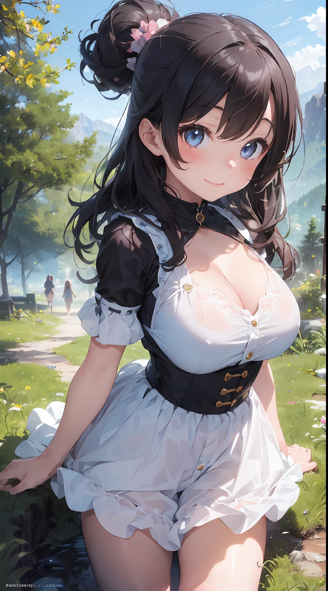 (((6year old girl:1.5))), Girl in 1, boobs loli, Exaggerating huge breasts to the maximum, Petite girl, Complete anatomy, Whole body, child's body, child, Super Cute, garl, Little girl, Beautiful Girl, beautiful shining body, Bangs,Brown hair,high eyes,(aquamarine eyess), drooping eyes, Petite,tall eyes, beautiful girl with fine details, beautiful and delicate eyes, Detailed face, Beautiful eyes, beautiful shining body, a smile, Happiness,
Whole body angle, alps, Shepherd's daughter, Mountain Girl, plein air, alpine meadow,
Natural light,((Realism: 1.2)), dynamic far view shot,Cinematic lighting, Perfect composition, by sumic.busty petite, ultra hyper-detailed, Official art, Maste Piece, (Best Quality:1.3), glint, Highly detailed CG Unity 16k wallpaper, Detailed background, Maste Piece, Best Quality, (Maste Piece), (Best Quality:1.4), (ultra-high-resolution:1.2), (hiper realistic:1.4), (Photorealistic:1.2), Best Quality, High quality, A high resolution, Detail enhancement,