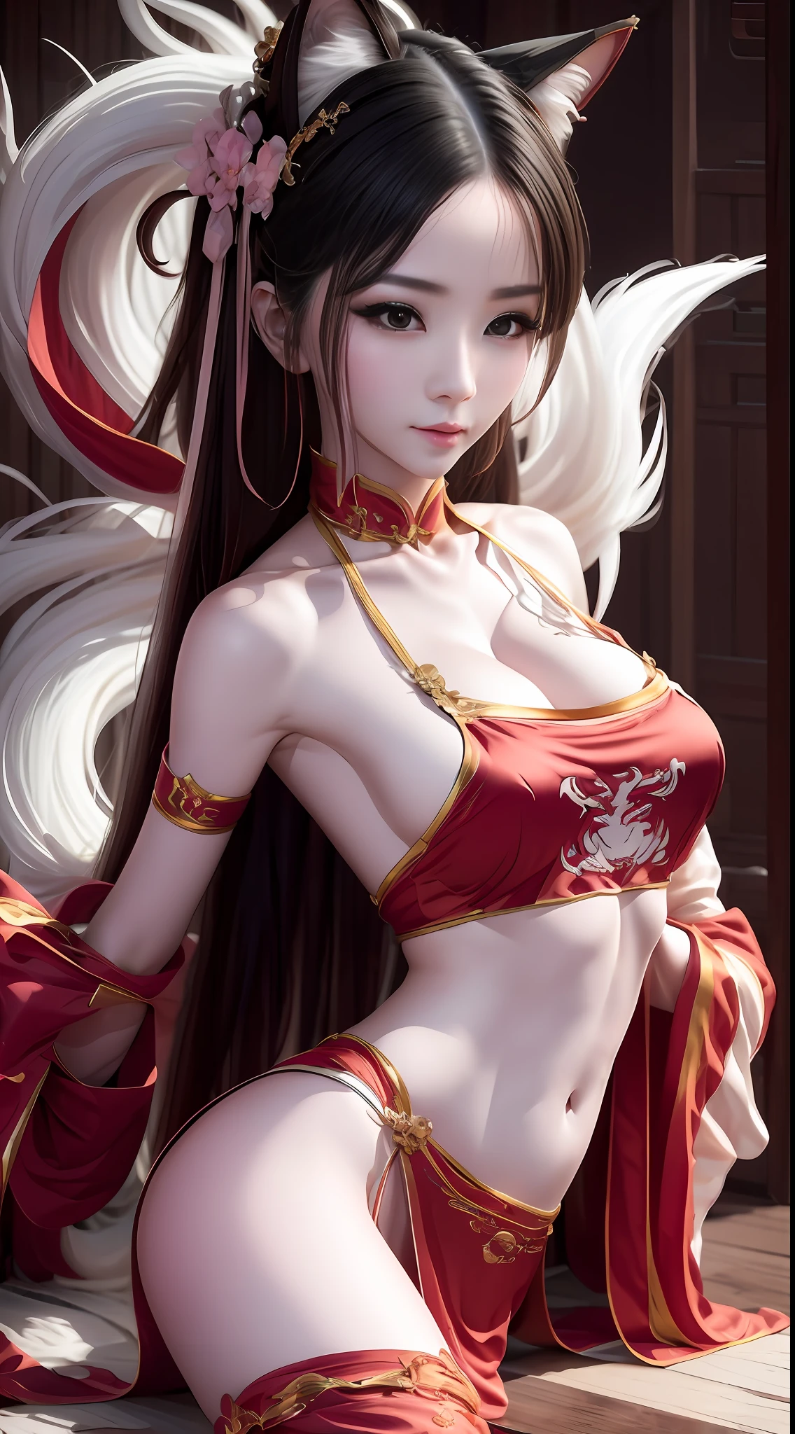 1 beauty,fox demon,Glamorous,seductiv,k hd,fox ear,In pink,chineseidol,Ancient wind,National style,Ultra-clear,facial closeups,Manhwa Style