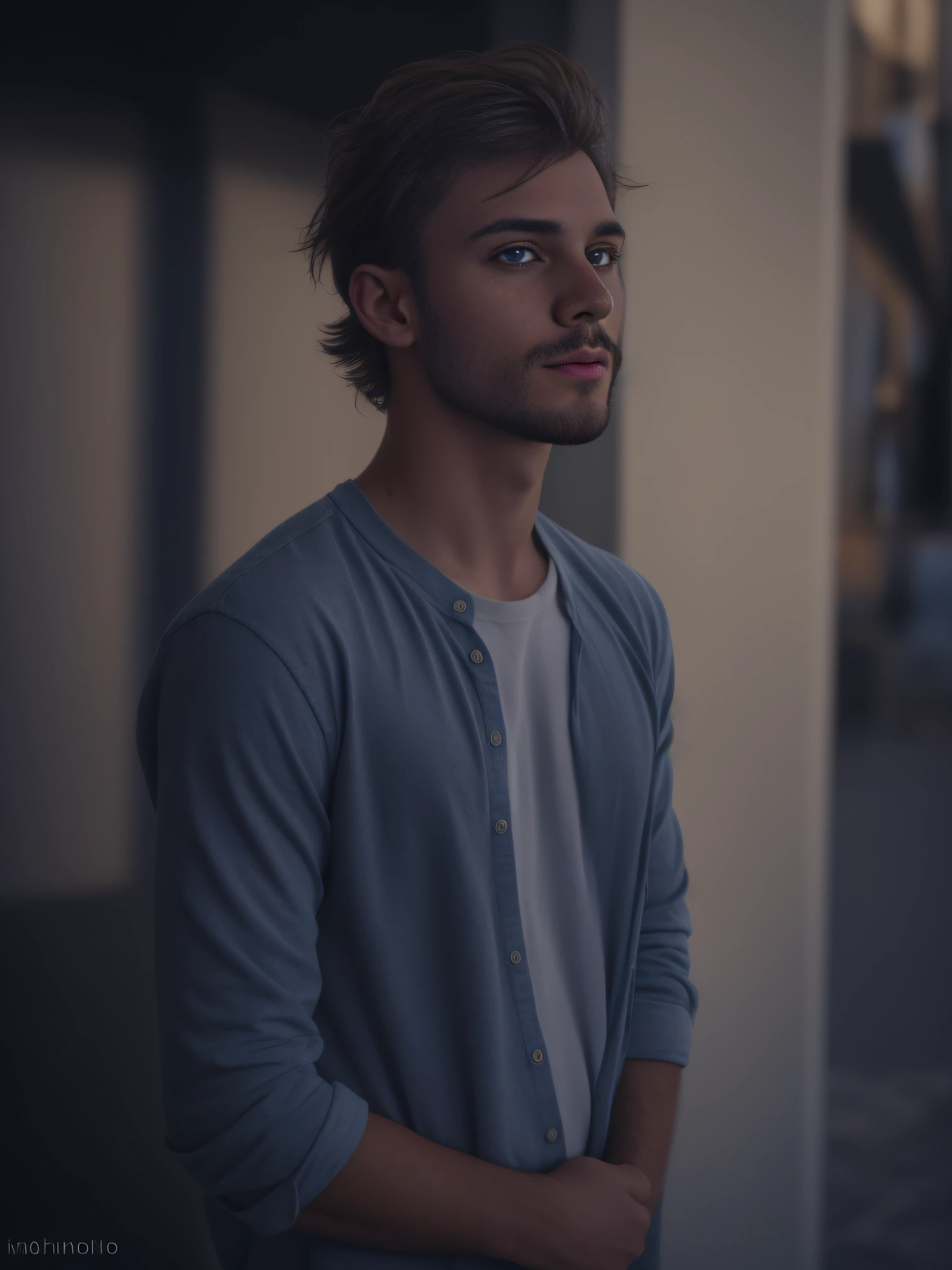 A 25-year-old man from Russia, masculino, barbado, barba cheia, modelo, corpo inteiro, muito bonito, looking-into-camera, imagem detalhada, UHD, 8k, bem iluminado, grain of film