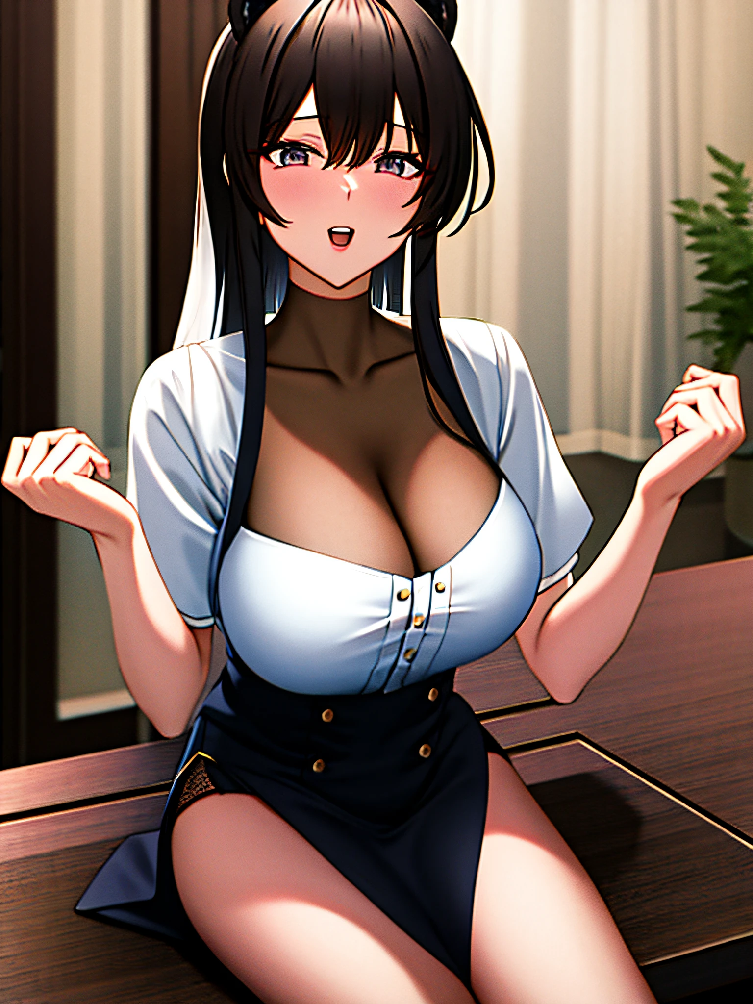 toppless、masutepiece,Best Quality,ultra-detailliert,(A MILF:1.16),pinafore、mothers、独奏, A dark-haired, see the beholder,(de pele branca),