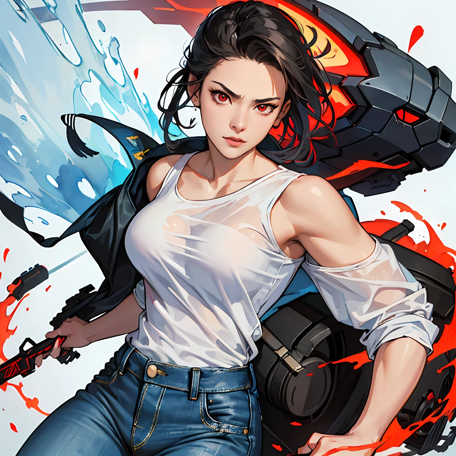 :: comix style ryuko hikari ::2.9 style :: concept art, smooth, sharp focus, illustration, , character sheet, lightningwave, beautiful style::style jkenneth rocafort ::2.9 (masterpiece:1.2, best quality), (finely detailed beautiful eyes: 1.2), ((1girl jada sezer beautiful woman )), ((solo)), (red eyes:1.4), (finely detailed eyes and detailed face:1.3),), (with jeans and a white t-shirt or dress:1.3), (beautiful and clear background:1.2), (extremely detailed cg, ultra-detailed, best shadow:1.1), ((depth of field)), ((watercolor)), large breasts, bare shoulders, flowers and petals, beautiful concept illustration , (white background:0.5), (illustration :1.1), (extremely fine and beautiful:1.1), (perfect details:1.1),::yoji shinkawa style ::2.0 illustration style,tatoon style,ferocious bear ultra detailed, (beautiful and clear background:1.2),, fantastic paintings ,graffit style, perfection, dynamic, highly detailed, watercolor painting, artstation, concept art, smooth, sharp focus, illustration, character sheet, artstation, concept art, smooth, sharp focus, illustration, art by kim jung gi,, artgerm, carne griffiths and wadim kashin ,, lightningwave, watercolor painting ,paint dripping by tim okamura, victor nizovtsev, greg rutkowski, noah bradley. trending on artstation, 8k, masterpiece, graffiti paint, fine detail, full of color, intricate detail, golden ratio illustration,monochromatic green background, masterpiece, best quality, high quality, highres, best quality, high resolution fix, bright amazing lighting, detail enhancement, best quality, high quality, highres, detail enhancement, best quality, high quality, 8k