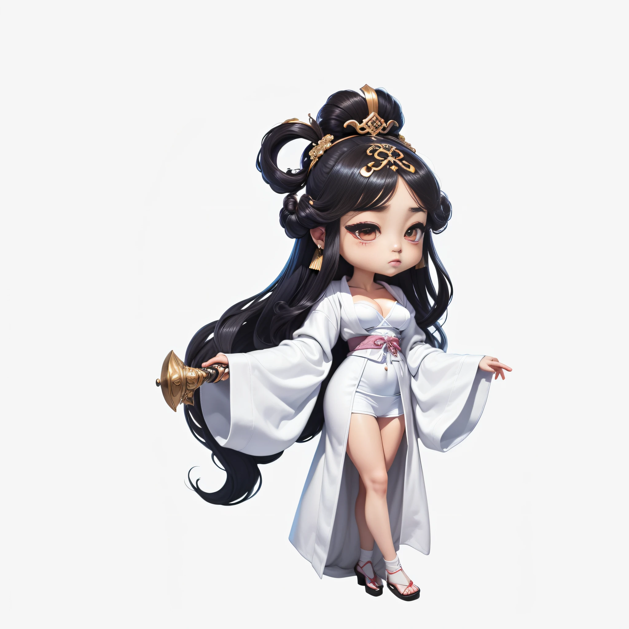 tmasterpiece, Best quality at best, 1girll, 独奏, Han dynasty bathrobes, Large breasts, (white under lingerie, white thighhig:1.2), spread spreading ass, hands on own ass