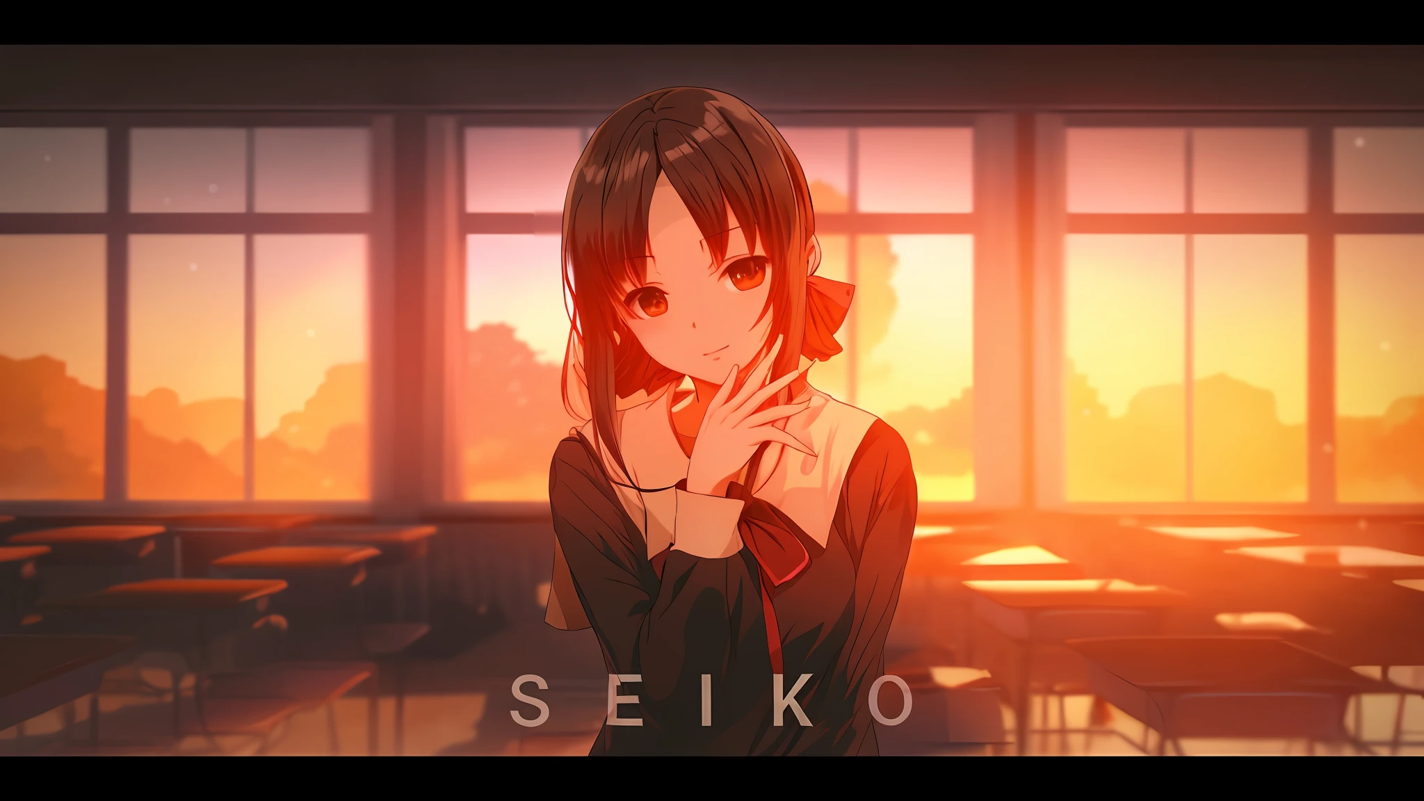 anime anime girl with black hair and black eyes standing in a classroom, makoto shinkai style, makoto shinkai art style, in style of makoto shinkai, ( ( makoto shinkai ) ), makoto shinkai. digital render, style of makoto shinkai, makoto shinkai!, makoto shinkai!!, seifuku, neko