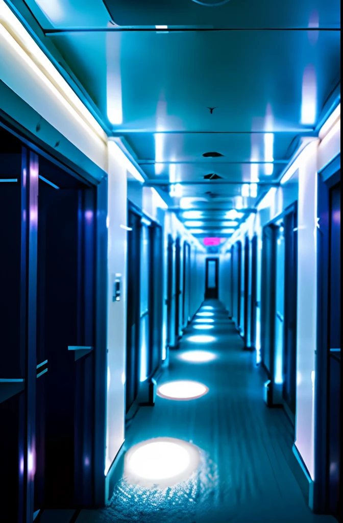 An enclosed corridor，deep，digitigrade，sense of science and technology，mistic，A little horror