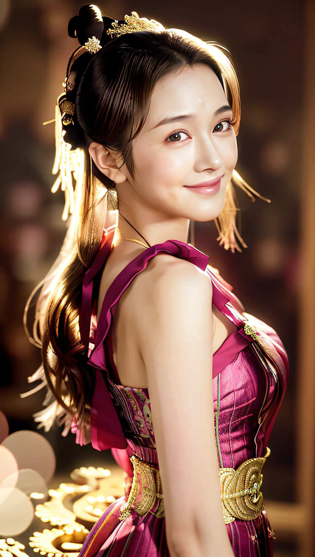 （（tmasterpiece：1.4，best qualtiy）），（（tmasterpiece，best qualtiy）），（photograph realistic：1.4），profesional lighting，physically-based renderingt，extremely cute，largeeyes，very detailed eyes and faces，Eyes with beautiful details，（Beautiful Japan Girl：1.05），sface focus，From the back，二重まぶた，There is a blush，ssmile