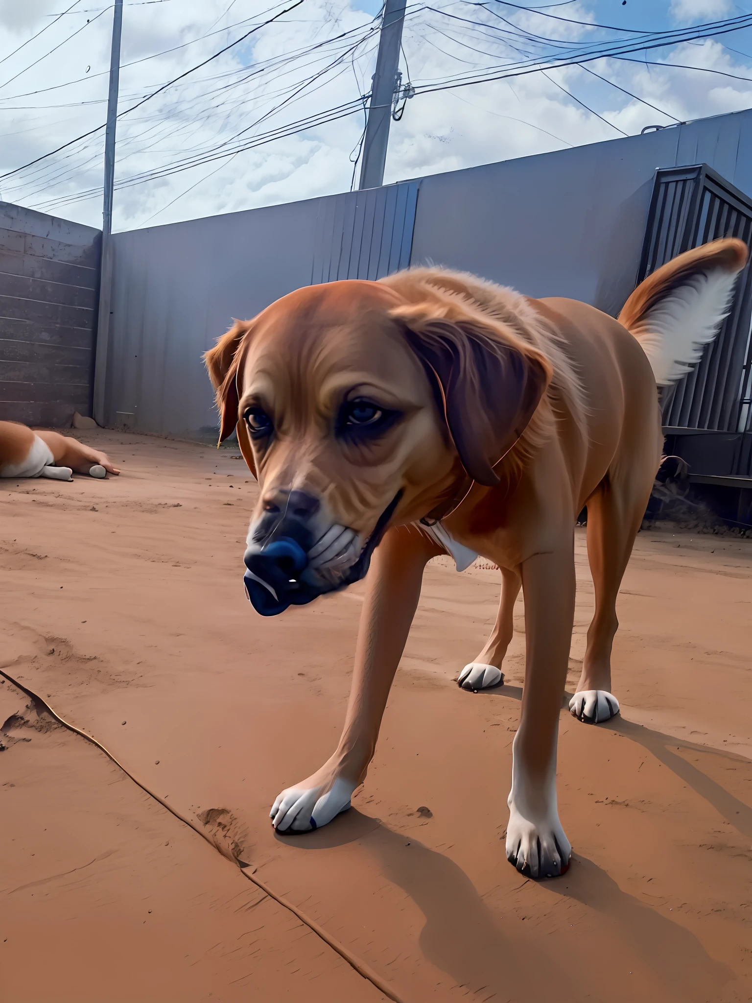 There is a dog that is holding a blue frisbee in its mouth, macho emagrecido, peludo bonito precisa de sua ajuda, Directed by: Ivan Ranger, 2 anos, bela imagem de vira-lata, Directed by: Luis Miranda, aw, Directed by: Willian Murai, vista deslumbrante, 1614572159, Directed by: Jakob Gauermann, incrivelmente bonito