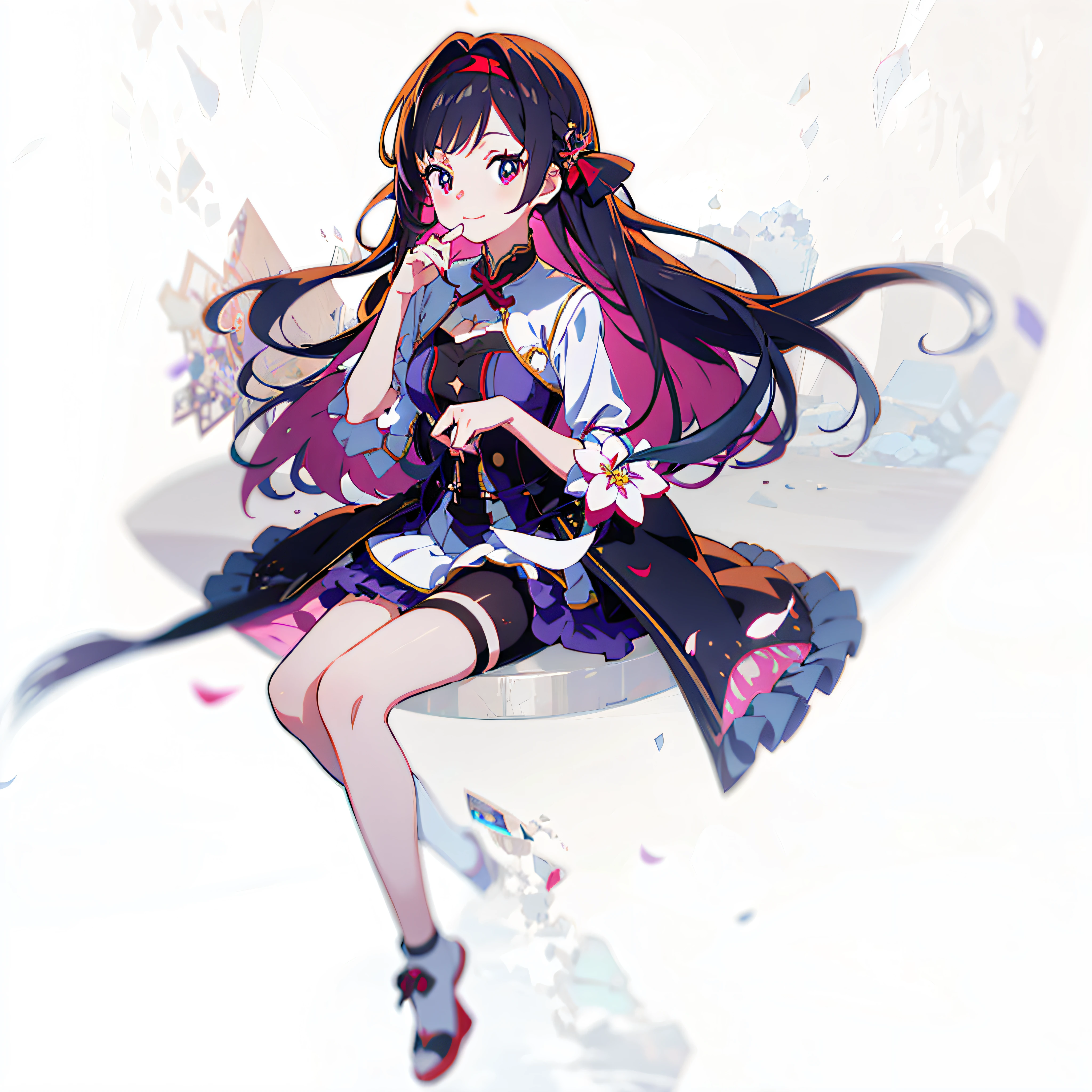 Anime girl in white dress sitting on a glassland , Official artwork, anime moe art style, style of anime4 K, anime visual of a cute girl, cute anime waifu in a nice dress, nightcore, Beautiful anime, Beautiful anime girl
