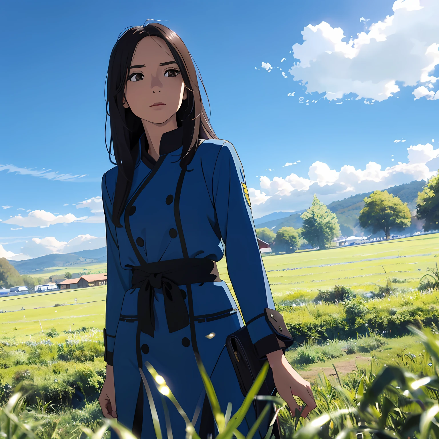 grass field,Dolma,Beautuful Women,temperament,Amazing,Real Human,blue-sky --auto