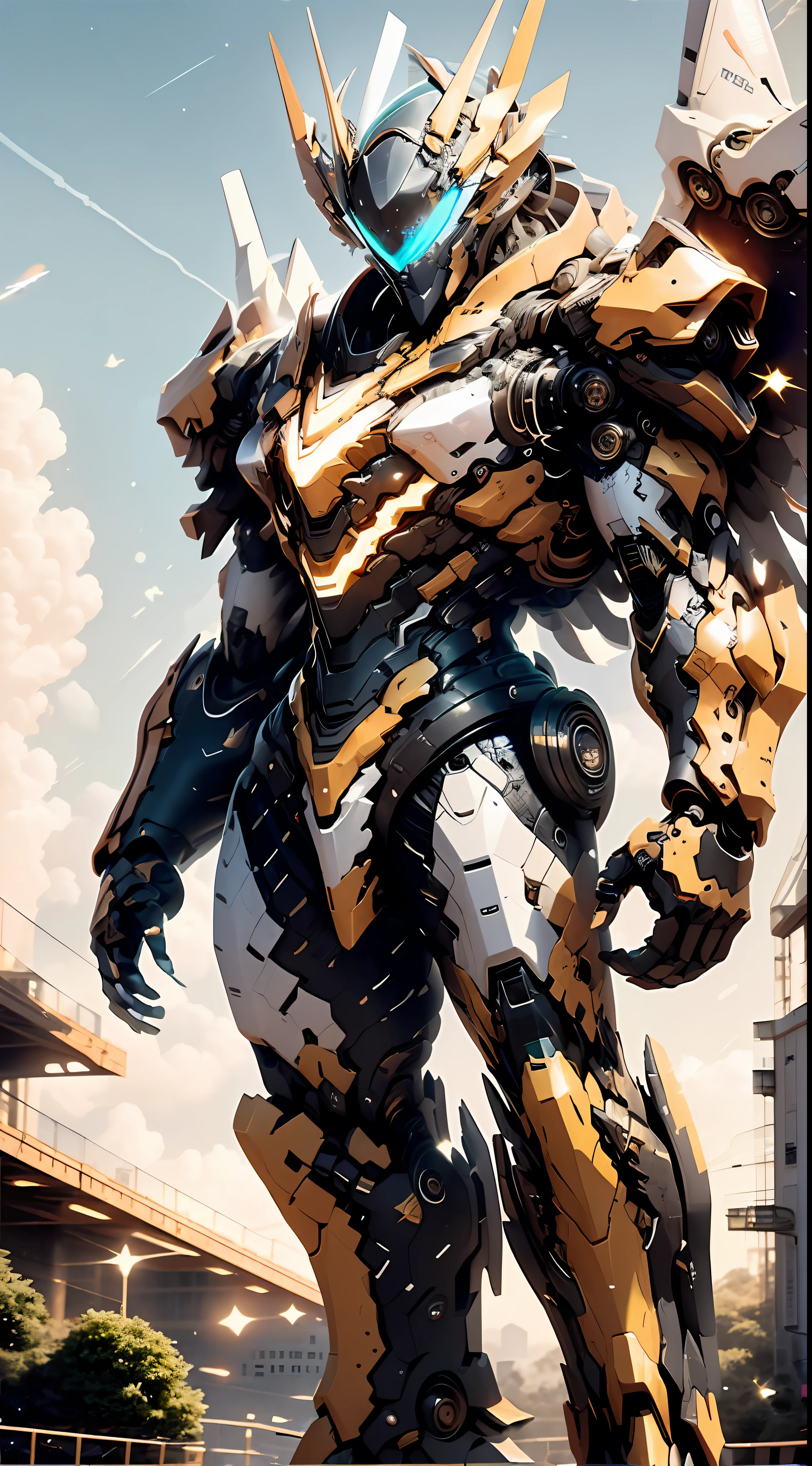 (Masterpiece, Best quality, Mechanical, Realistic, 8K wallpaper, Ultra-high resolution), (giant robots: 1.3) Facing the audience, Sparkling eyes, Whole body, (flight, dive, Dynamic, Motion blur: 1.4), (giant mechanical wings: 1.6), Head up, Sparkling, Mechanical, panoramic, The background is the Earth, Starcloud, space, Particle, reality, hdr (HighDynamicRange), Perfectcomposition,
