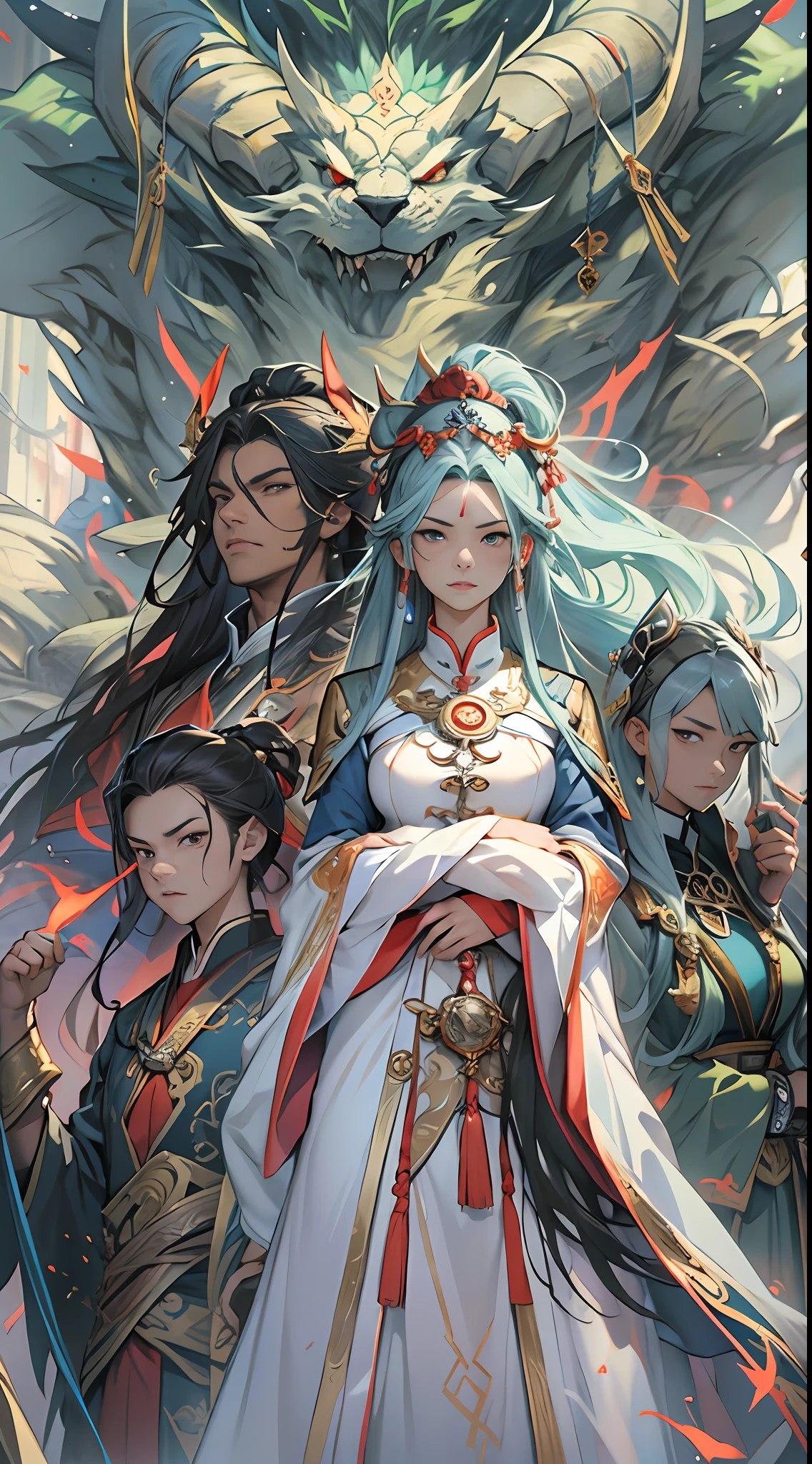 Qiong Xiong and others stand aside, looking serious, hoping that Li Gu will consider the suggestion of the Divine Beast Alliance. They appear somewhat helpless, as they are well aware that there is still a significant gap between themselves and the Eight Major Forces, , 32k, best quality, masterpiece, super detail, high details,