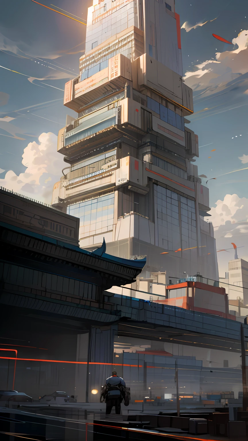 Skysky, Clouds,A super high-rise futuristic building in Mongolian Yuan style,scientific fiction, 城市,Professional cameras,Realistis --v6