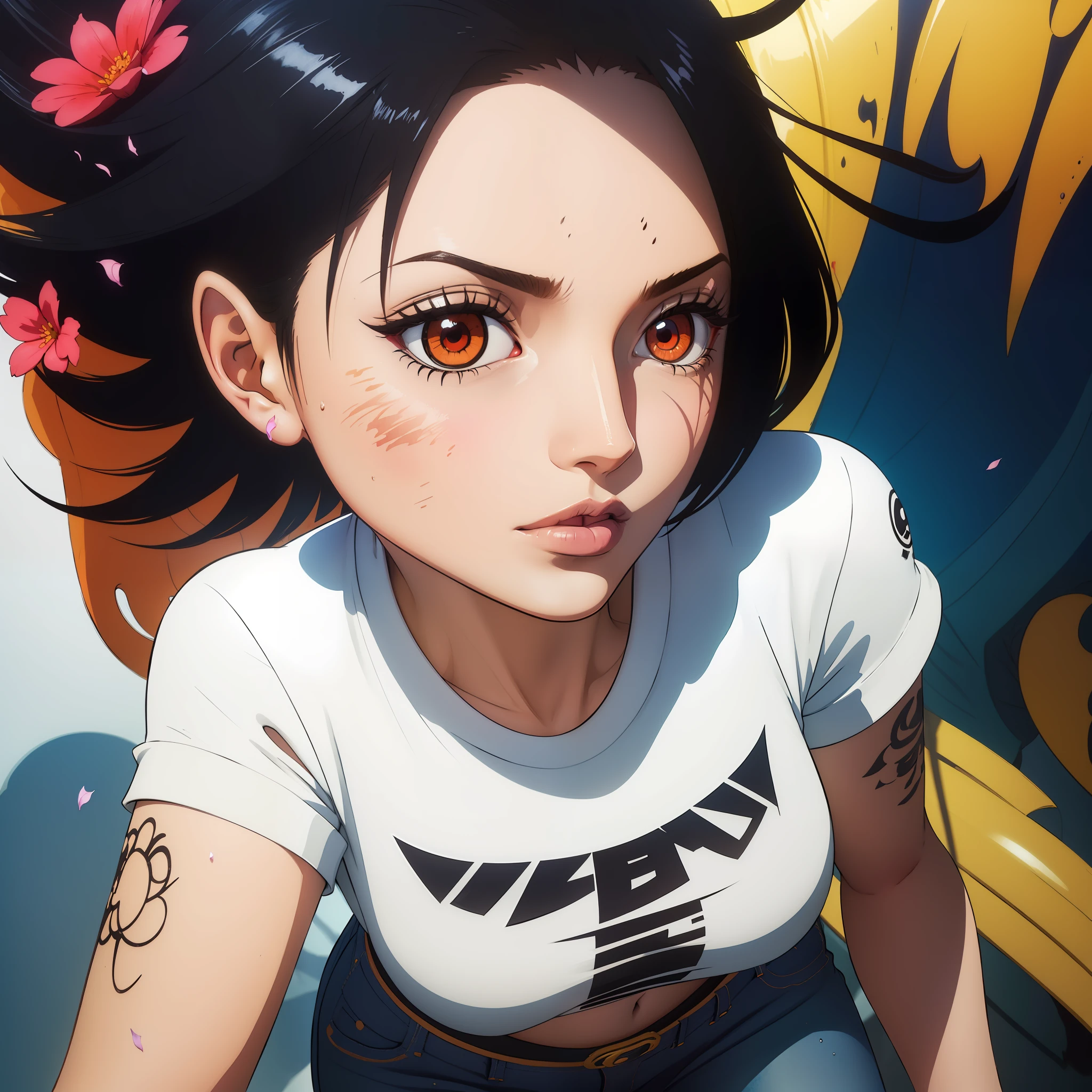 :: comix style ryuko hikari ::2.9 style :: concept art, smooth, sharp focus, illustration, , character sheet, lightningwave, beautiful style::style jkenneth rocafort ::2.9 (masterpiece:1.2, best quality), (finely detailed beautiful eyes: 1.2), ((1girl jada sezer beautiful woman )), ((solo)), (red eyes:1.4), (finely detailed eyes and detailed face:1.3),), (with jeans and a white t-shirt or dress:1.3), (beautiful and clear background:1.2), (extremely detailed cg, ultra-detailed, best shadow:1.1), ((depth of field)), ((watercolor)), large breasts, bare shoulders, flowers and petals, beautiful concept illustration , (white background:0.5), (illustration :1.1), (extremely fine and beautiful:1.1), (perfect details:1.1),::yoji shinkawa style ::2.0 illustration style,tatoon style,ferocious bear ultra detailed, (beautiful and clear background:1.2),, fantastic paintings ,graffit style, perfection, dynamic, highly detailed, watercolor painting, artstation, concept art, smooth, sharp focus, illustration, character sheet, artstation, concept art, smooth, sharp focus, illustration, art by kim jung gi,, artgerm, carne griffiths and wadim kashin ,, lightningwave, watercolor painting ,paint dripping by tim okamura, victor nizovtsev, greg rutkowski, noah bradley. trending on artstation, 8k, masterpiece, graffiti paint, fine detail, full of color, intricate detail, golden ratio illustration,monochromatic green background, masterpiece, best quality, high quality, highres, best quality, high resolution fix, bright amazing lighting, detail enhancement, best quality, high quality, highres, detail enhancement, best quality, high quality, 8k