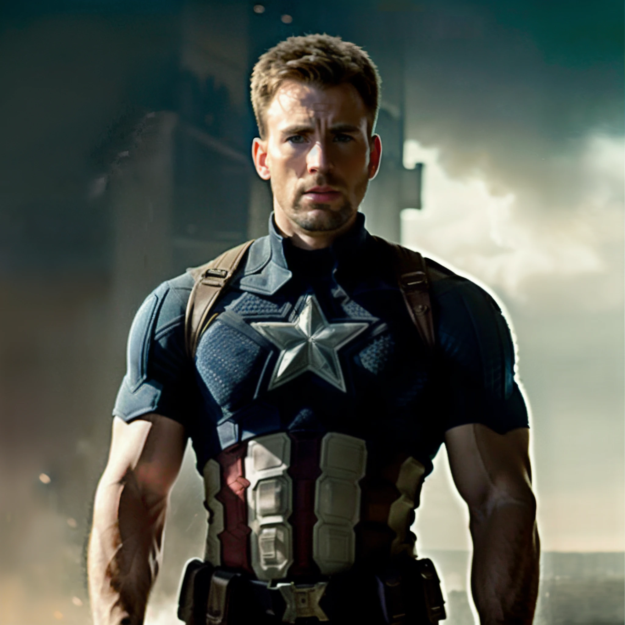 portrait of chrisevans person as captain america, in blade runner, professional photography, cloudport, huang-guang-jian,