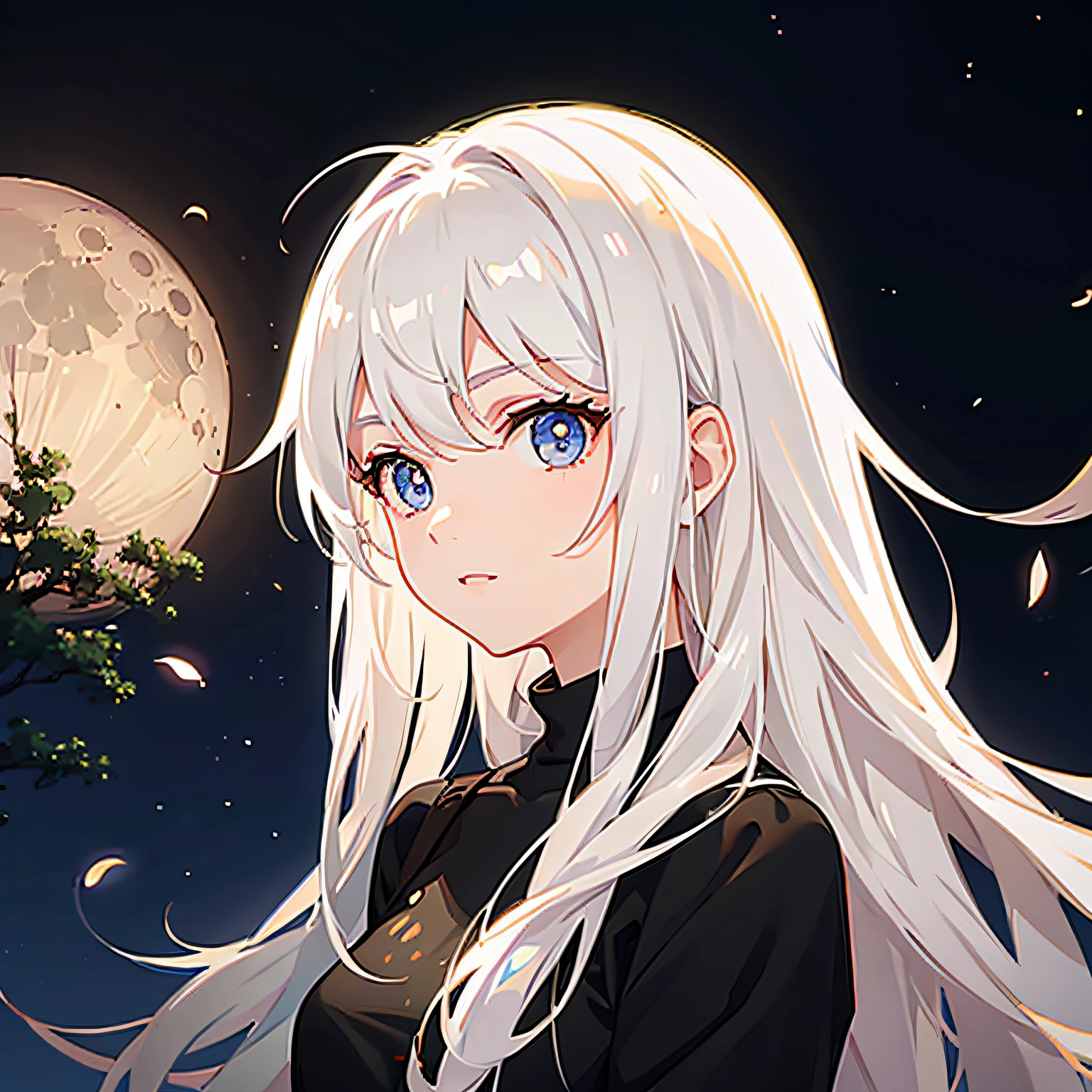 Beautiful girl alien looking at the audience Round Moon --auto