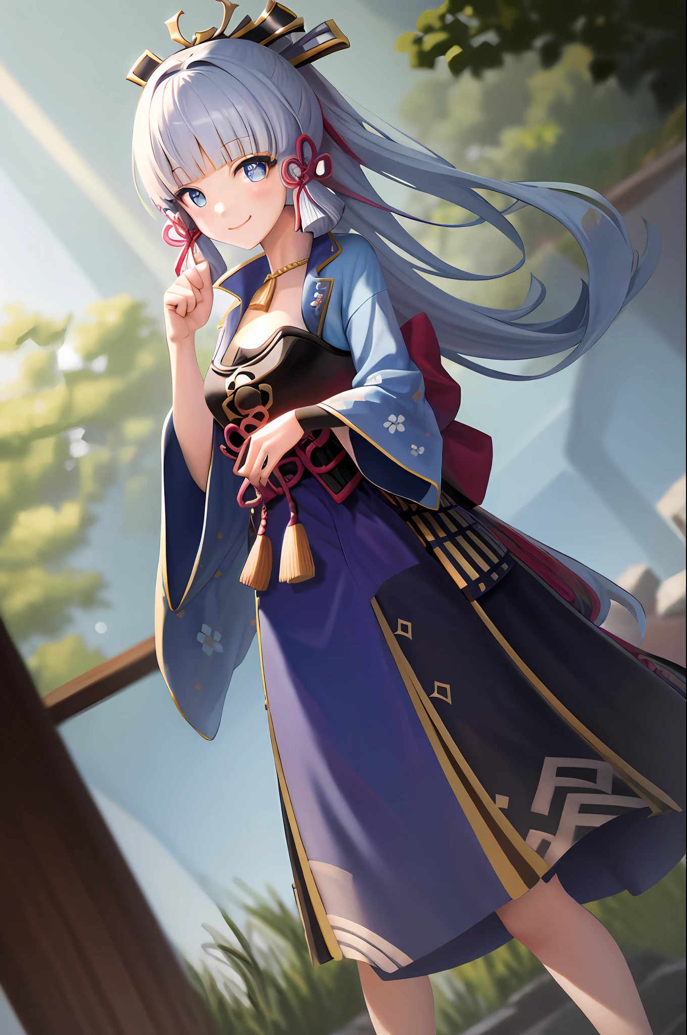 masterpiece, highres, best quality, 1girl solo, kamisato_ayaka, smile, kimono