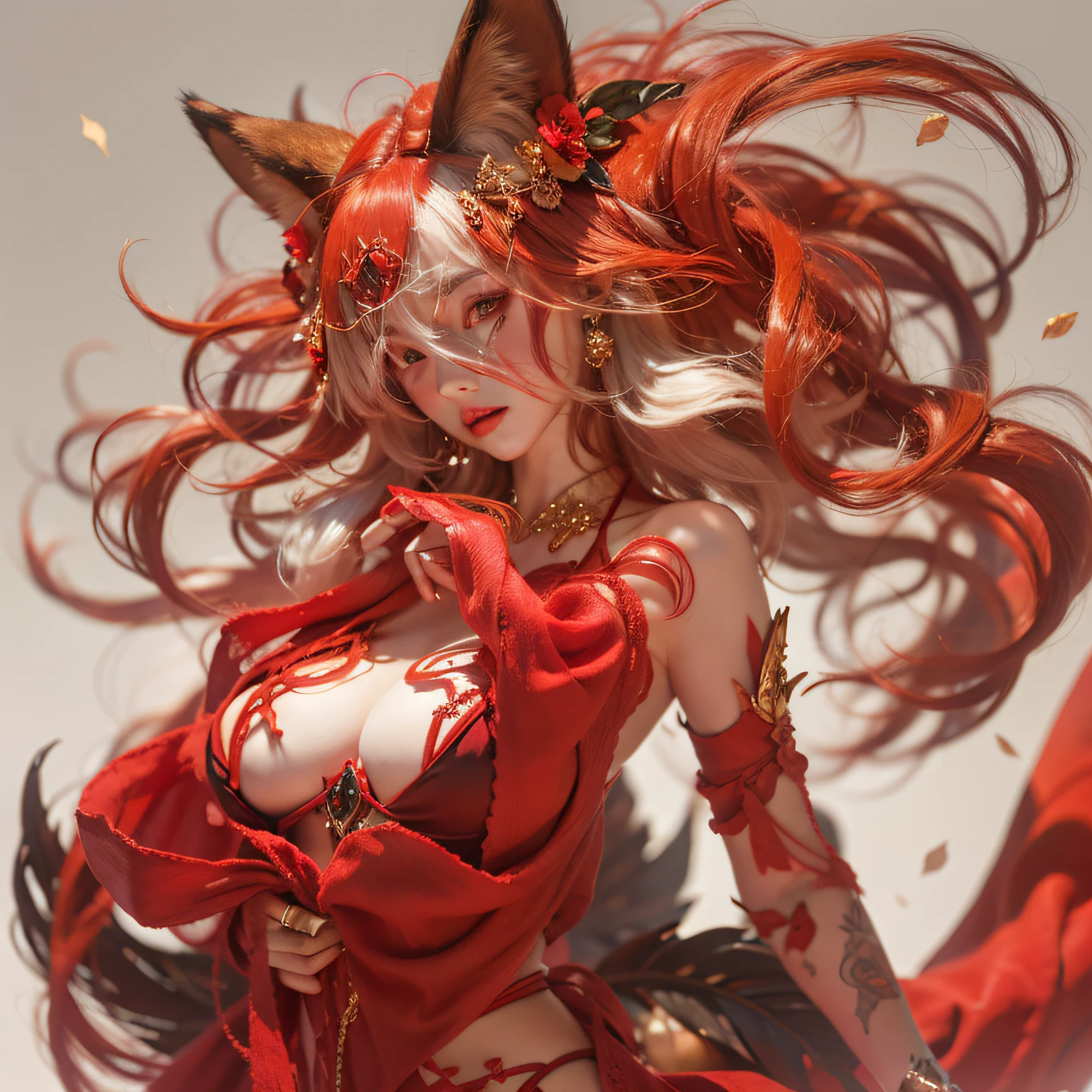 femele《Fox Demon Little Red Lady》 Tushan red red sexy, passionate, beautiful, full body, superb masterpiece