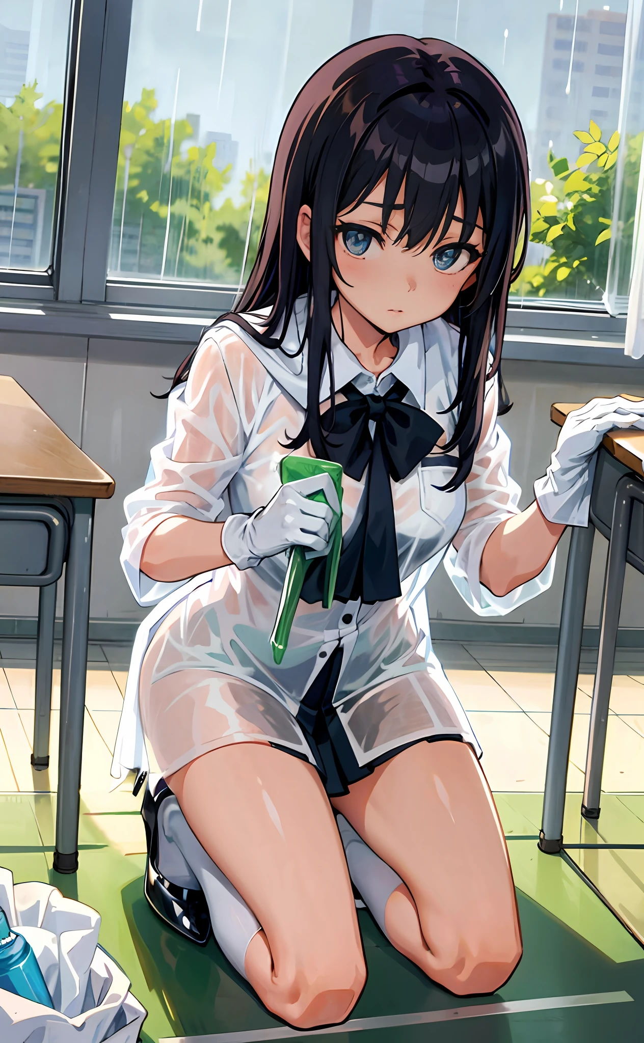 Black high heels with white socks
