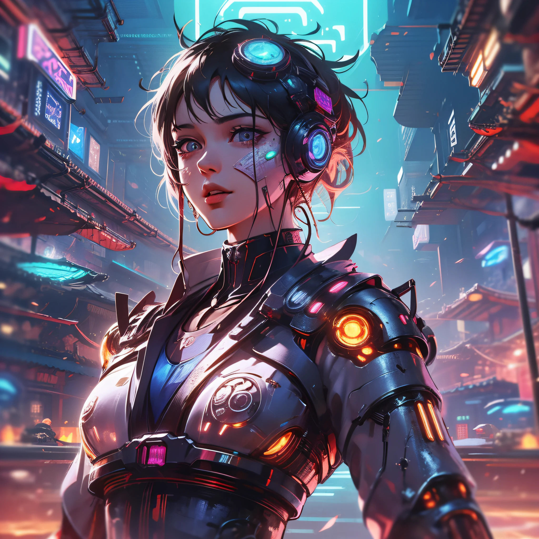 Full-body cyborgs| full-body portraits| Detailed face| 对称| steampunc| Cyberpunk| Cyborg| intricately details| to scale| Hyperrealistic| Cinematic lighting| Digital art| concept-art| MDJRNY-V4 style