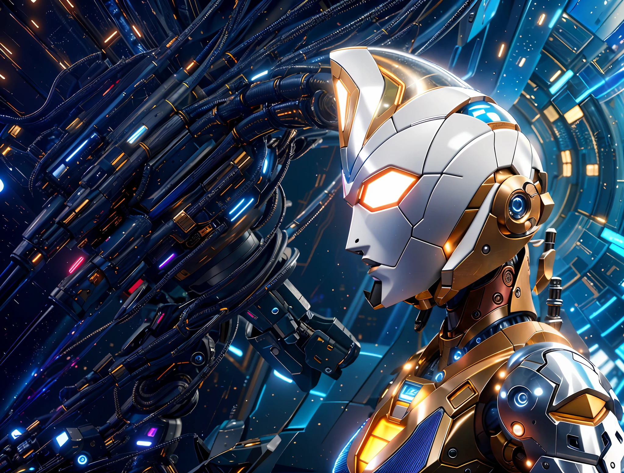 1mecha, Best quality, Biomechanical, Ultra photo realsisim, ultra - detailed(1.25), finely complex, insanely details(1.1), Clear lines, scifi aesthetic, A masterpiece, Highlight artistic innovation。