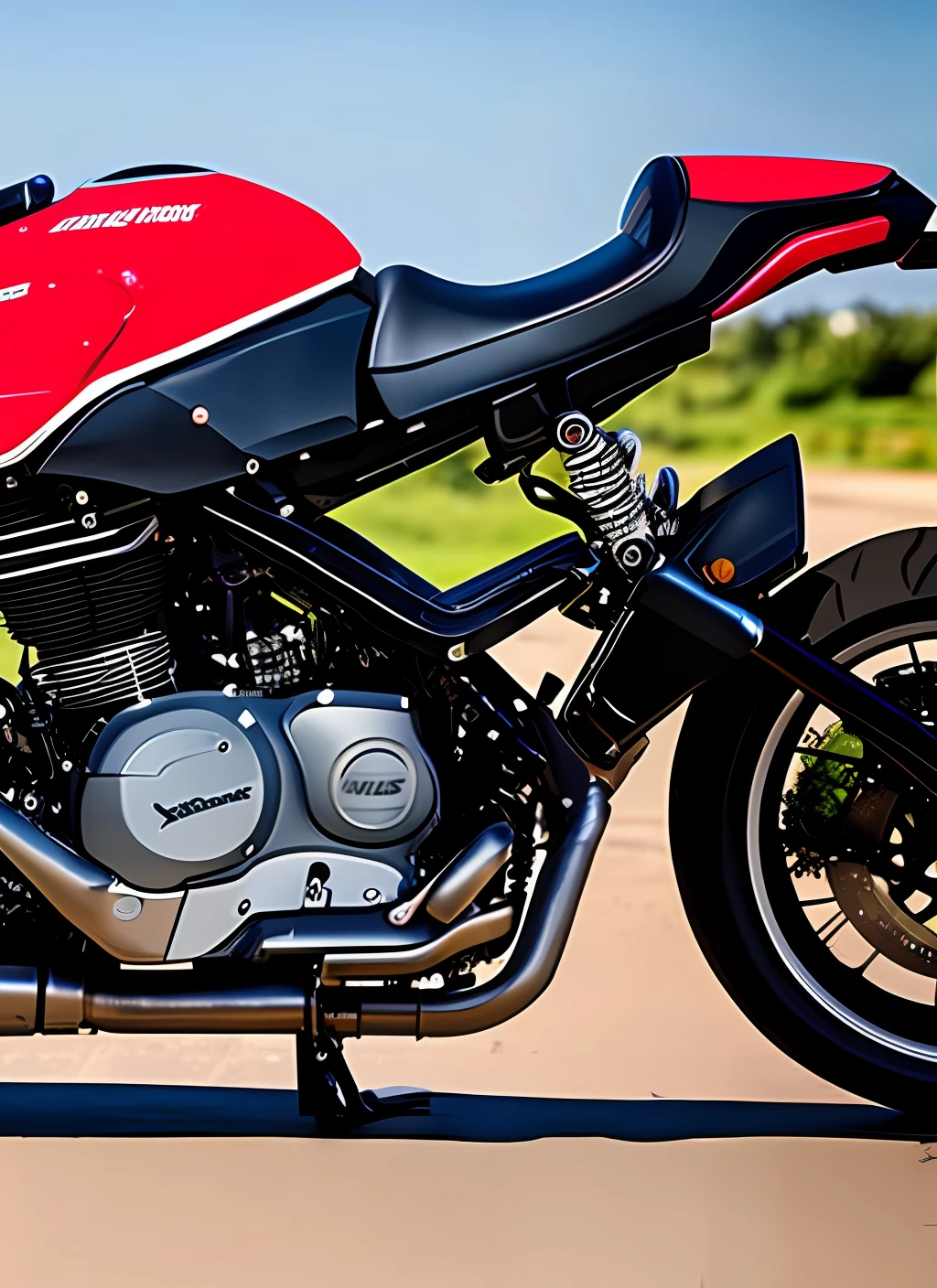 "Desenhe uma imagem que combine os melhores elementos da Honda Pop 110 e da Honda XRE 300, Creating a unique and impressive motorcycle. Show how this blend results in an adventure machine with exceptional performance and innovative design. Deixe sua criatividade voar e imagine a moto dos sonhos dos apaixonados por motocicletas!"