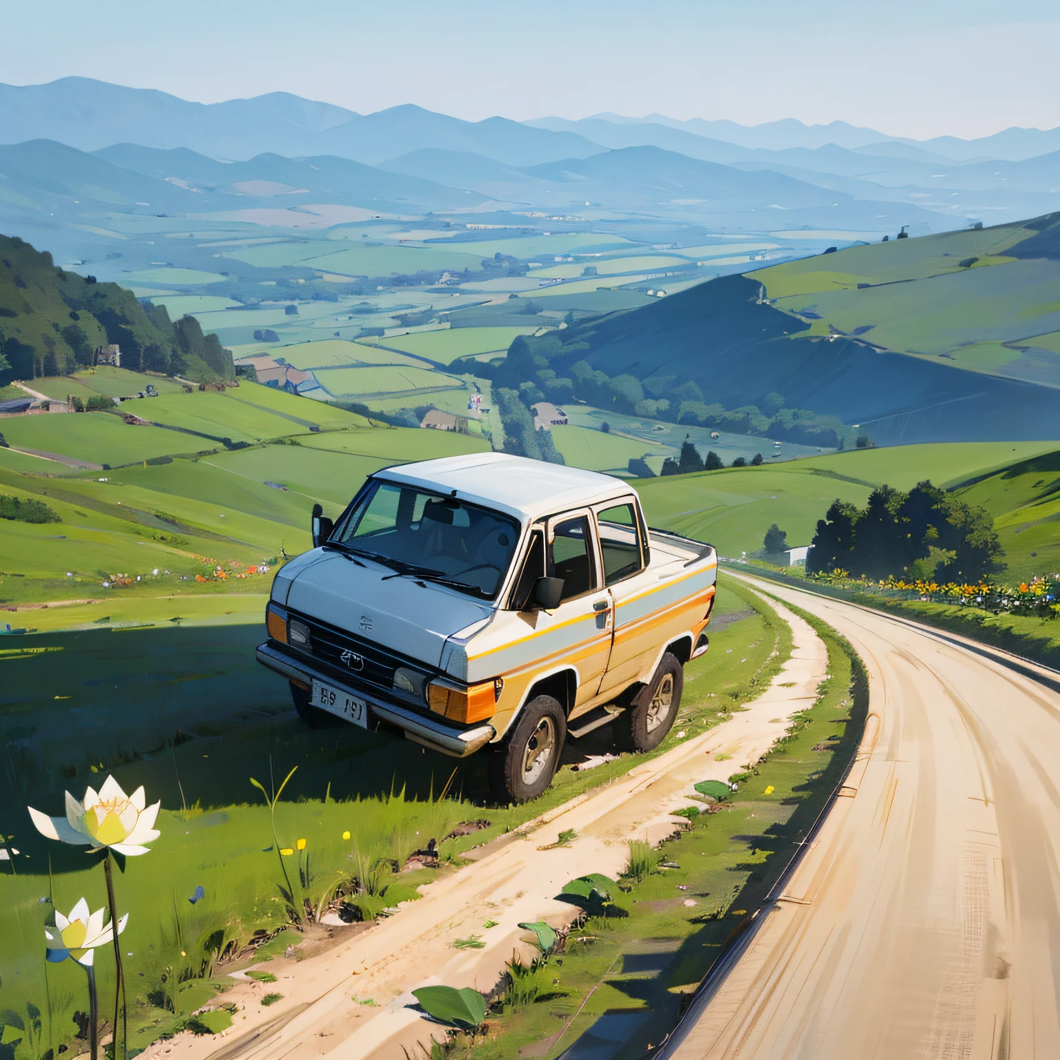 New houses and roads after rural revitalization（Car on the road）- Rural culture on stilts、Play the story、Twisting the song，Camping and bonfire party in the wild on Lotus Mountain，Finally, the Farmers' Harvest Festival --auto