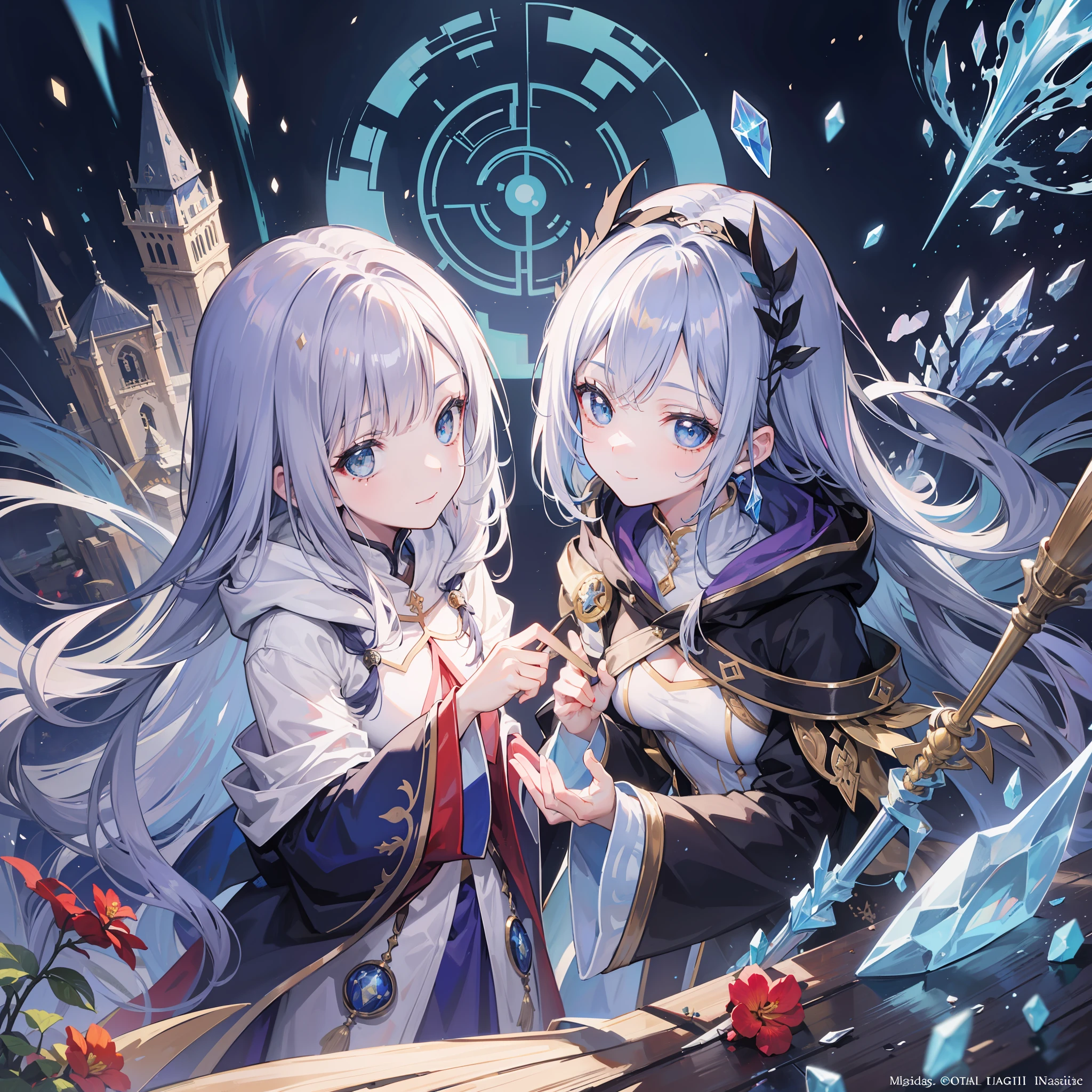 masterpiece, top-quality, One young wizard、cute little、Crystal jade、magic wands、Magic broom、medicinal herbs、Magic House、Magic Kitchen、detailed and beautiful faces、beautidful eyes、seducting smile、majutsu、magical fantasy、in isekai、cloaks、Hooded、FULL BODYSHOT、Dynamic angles、Magic costume、