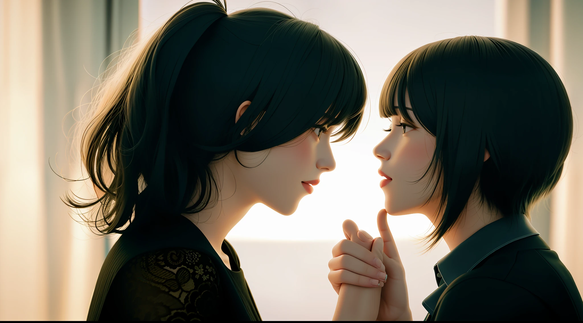 two people talking