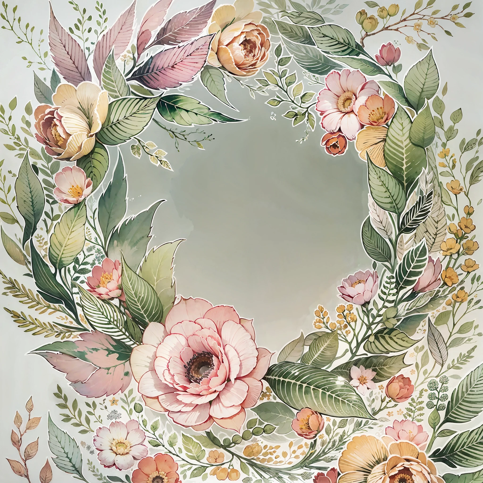 aquarelle, Hand drawn cute wreath design, white backgrounid