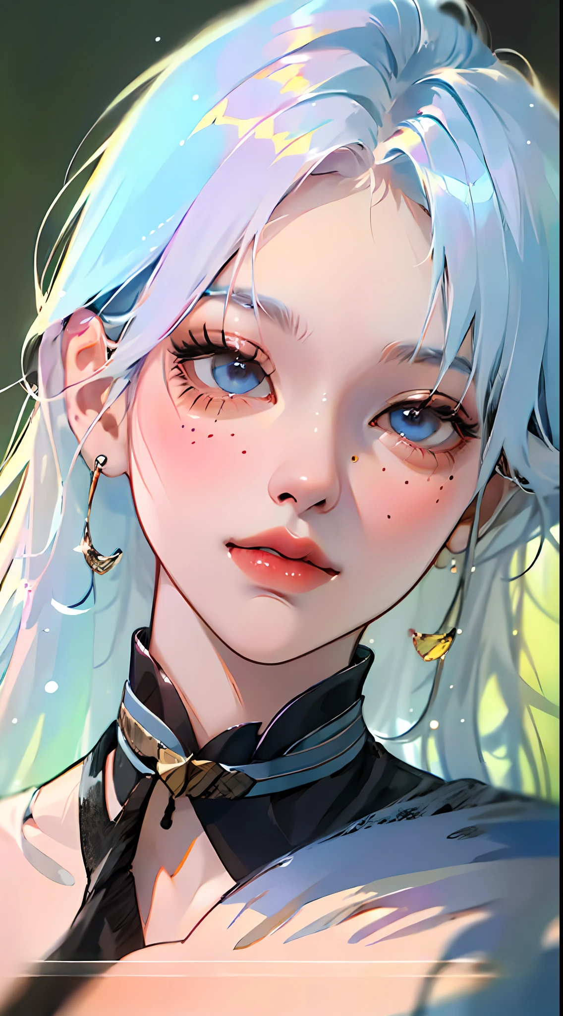 ((best quality)), ((masterpiece)), ((realistic)), Kunika Higuchi,full bodyesbian,The hair is made up of countless small snakes, blue color eyes,Female face, Carved top in metal,Trends on Artstation, Clear focus, studio photo, Complicated details, The is very detailed, Detailed eyes, illustratio, The is very detailed, Clear focus, a digital rendering, professinal, 4k