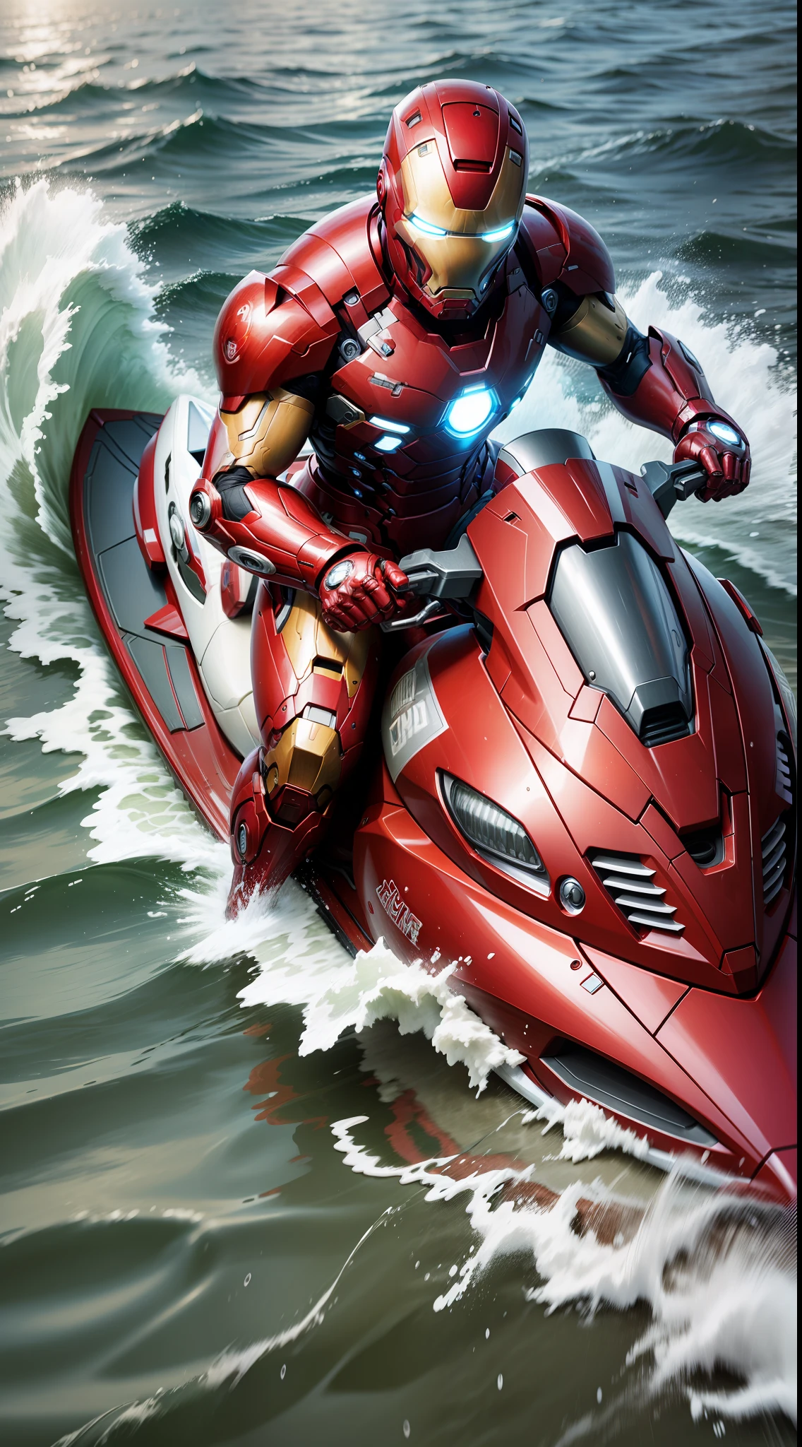 iron man riding jet ski