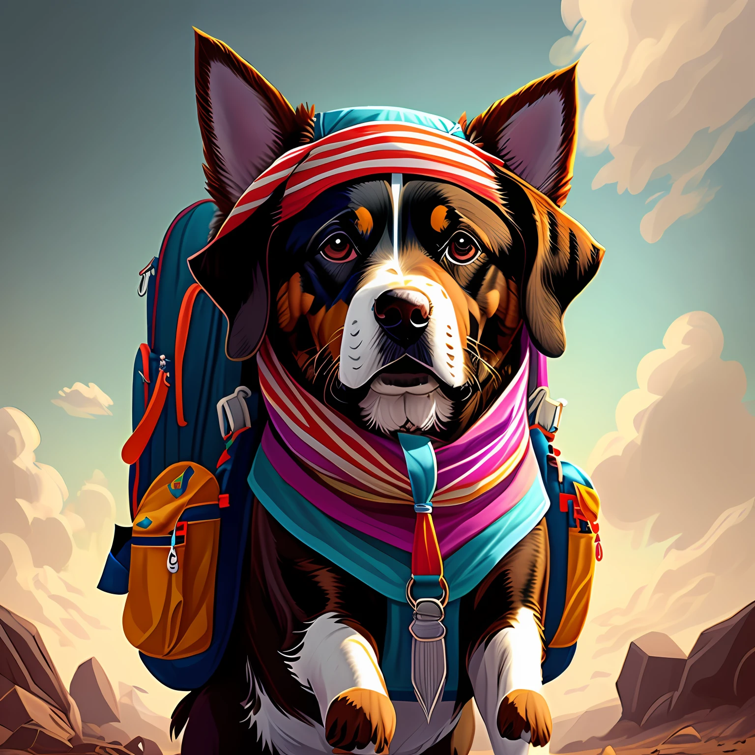Floquinho is a dog(desenho) wears a colorful bandana tied around his neck, trazendo charme e alegria ao seu visual. Em suas aventuras, He also wears a special backpack, where you keep tools and useful items for your missions --auto