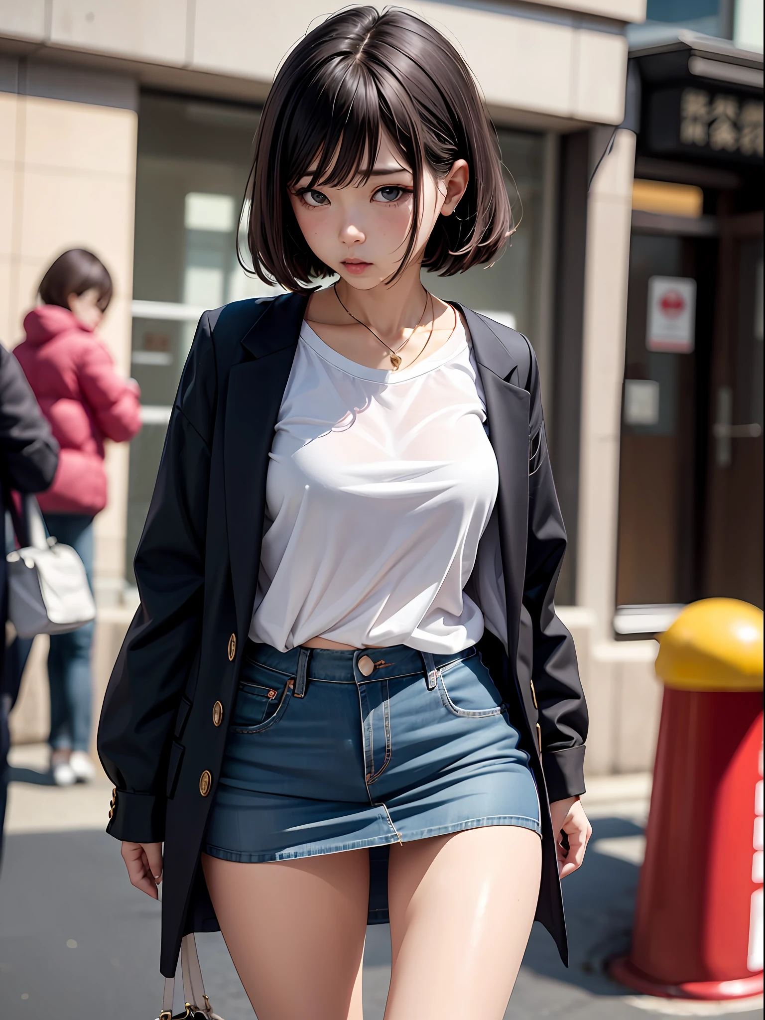 Super Nasty Adult Woman、Ultra mini skirt、Panties stick out、embarrassed from
